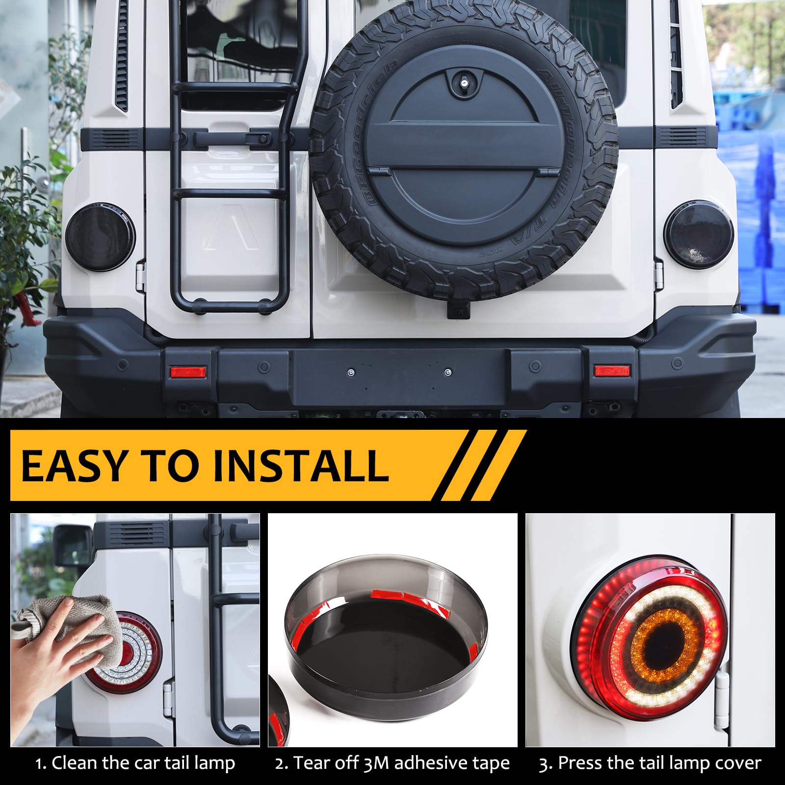 Smoked Black Tail Light Cover for INEOS Grenadier 2020-2024 - Durable Protection Frame & Stylish Trim Decoration - Perfect for Off-Road Adventures & Car Customization