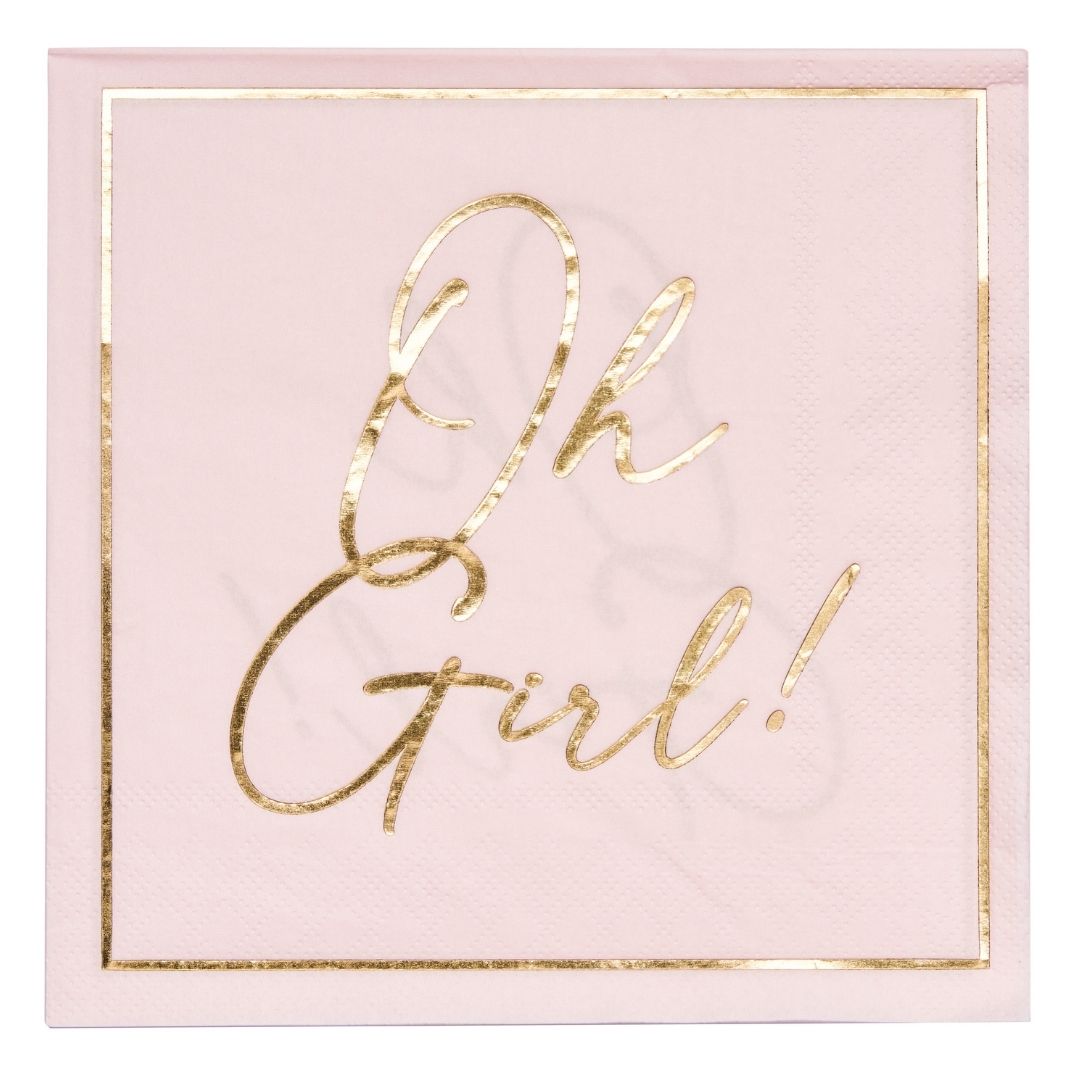 Premium Hey Baby Pink Lunch Napkins - 20 Pack | Soft & Absorbent Disposable Napkins for Parties, Picnics, and Everyday Use