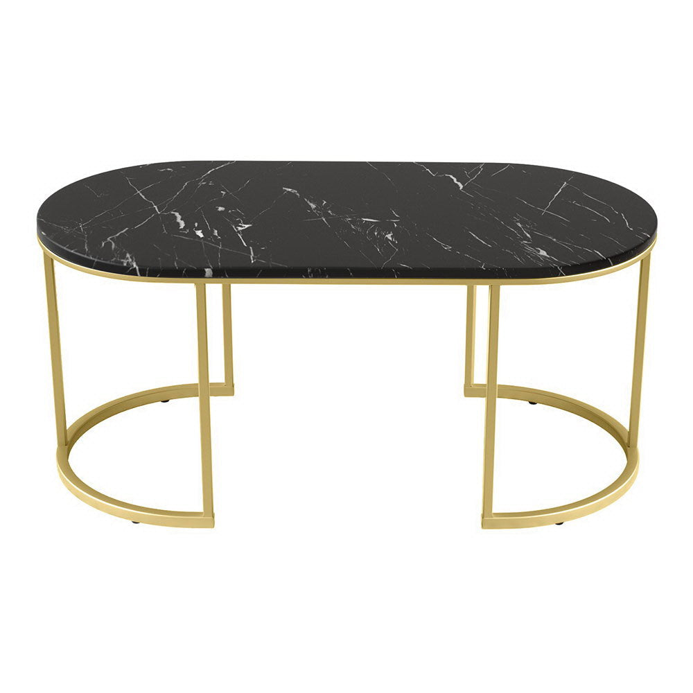 Modern Black Marble Effect Coffee Table - Elegant Living Room Centerpiece for Home & Office Decor