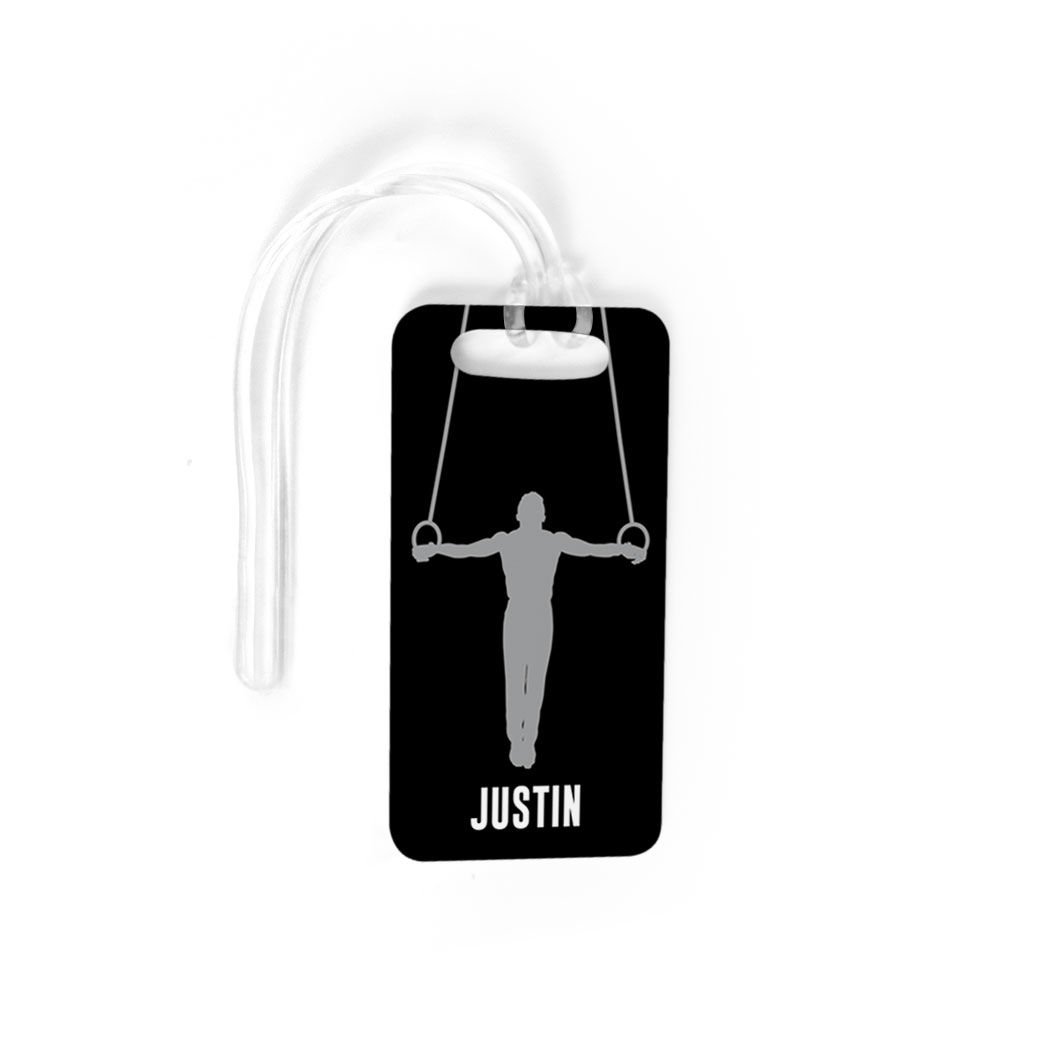 Personalized Gymnastics Luggage Tag for Men - Black/Gray Small Gym Bag ID Tag with Standard Lines - Perfect for Travel, Sports Gear & Gym Bags Identification