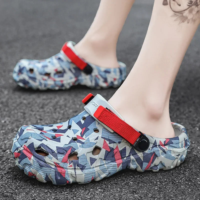 **Men's Comfortable EVA Slides - Lightweight Garden Slippers, Flat Sandals for Summer | Size 46-47 | Breathable Hole Design for Home, Outdoor & Beach Wear**