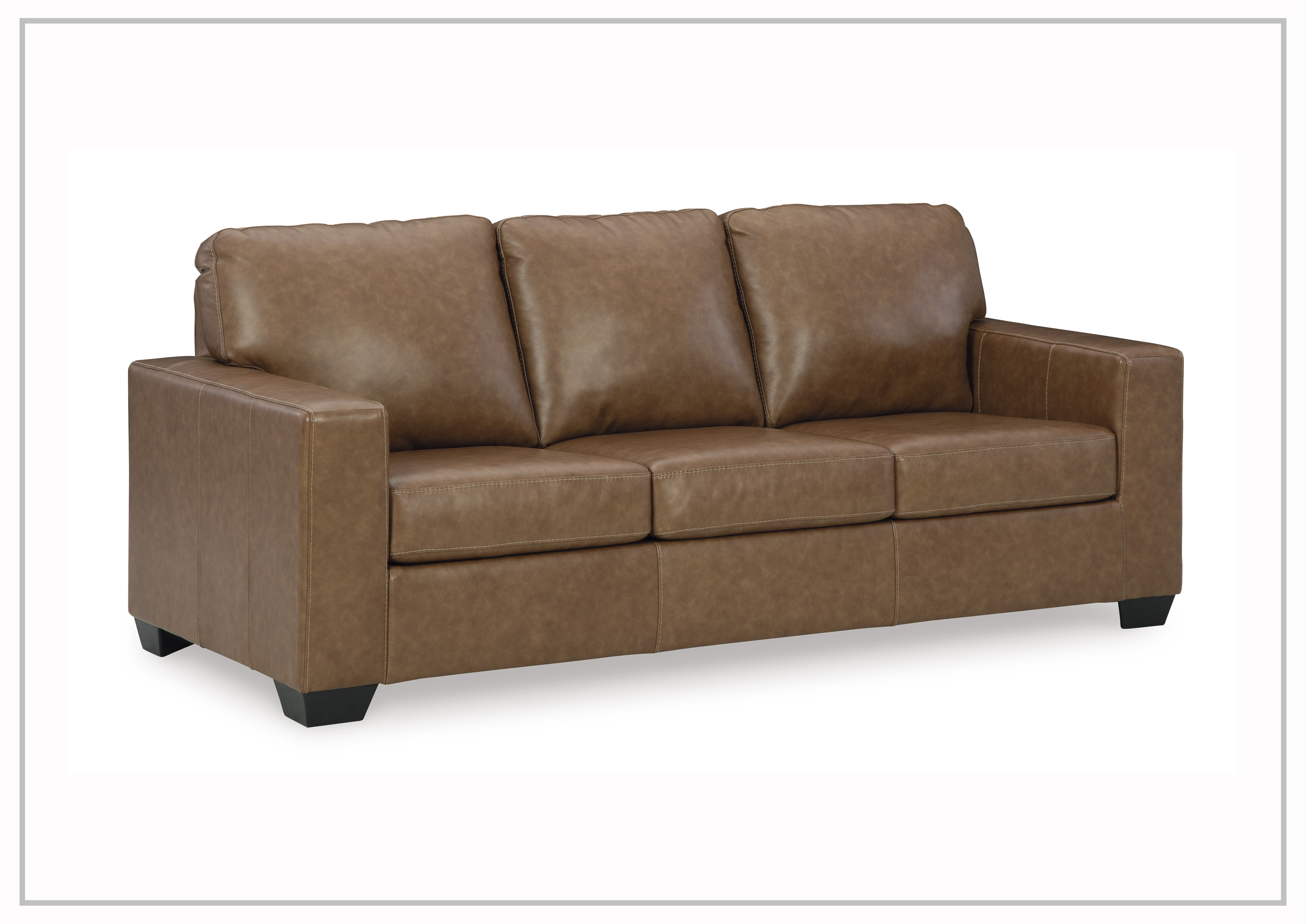 Gio Italia Bella 3-Seater Genuine Leather Sofa in Caramel Brown - Luxury Living Room Furniture for Modern Home & Office Decor