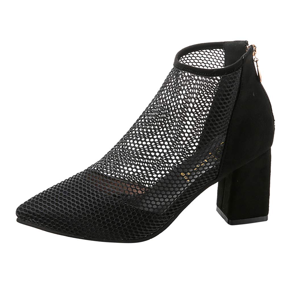 Vedolay Women's Winter Boots - Lace Up Chunky Heel Pointed Toe Ankle Boots with Zipper | Fashion Short Boots for Women | Perfect for Office, Party & Winter Outfits