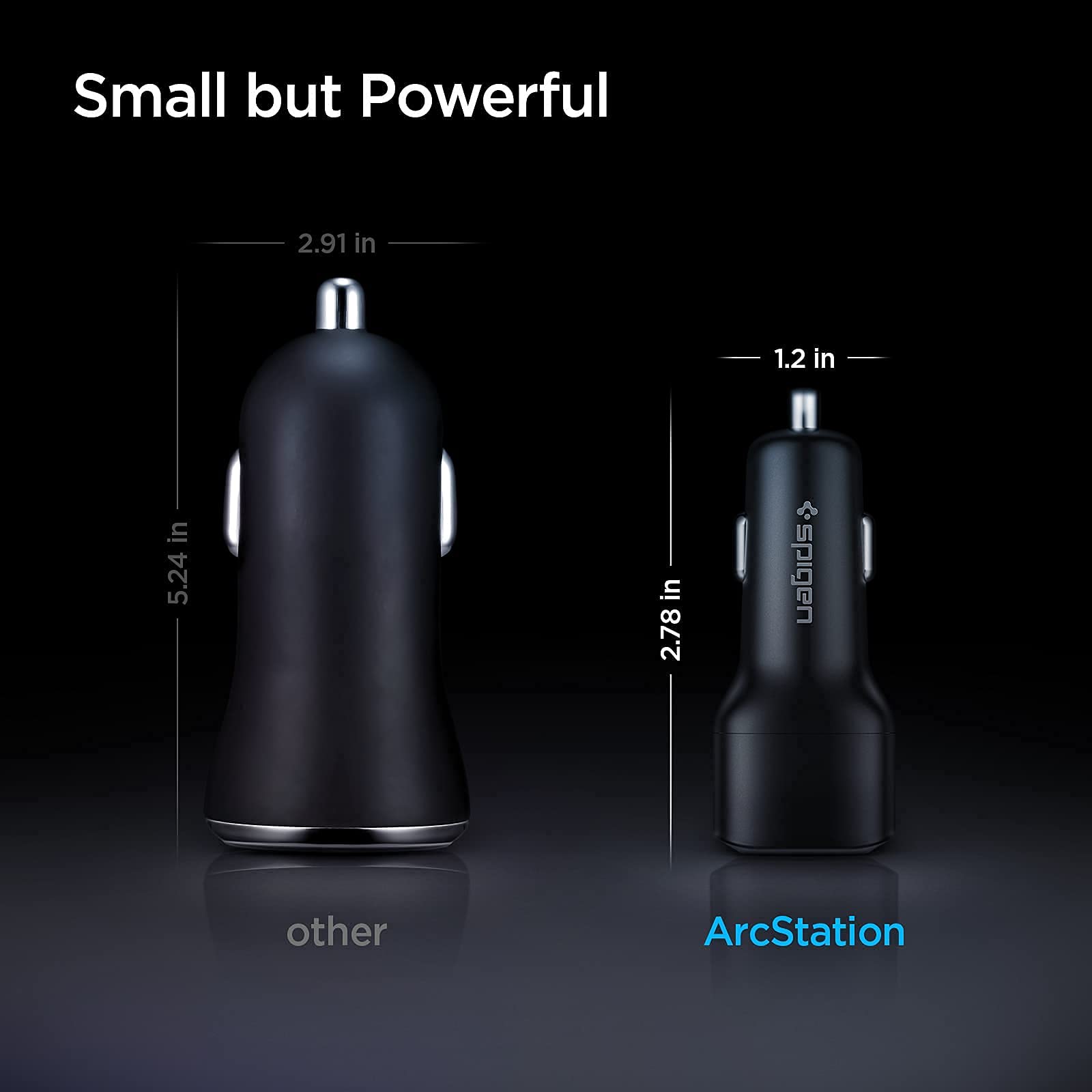 Spigen 65W USB C Car Charger with USB C to C Fast Charging Cable (1 Pack) - Fast Charge Your Phone, Tablet & Laptop On The Go