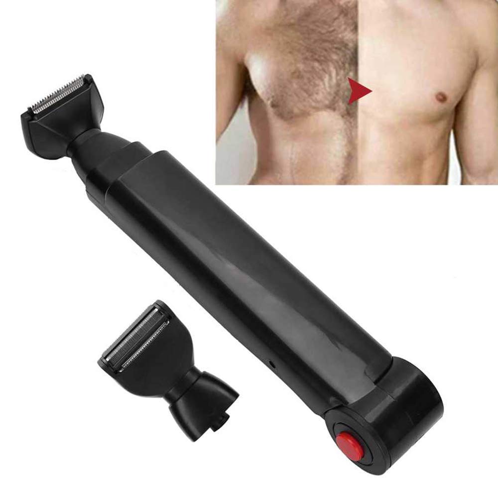 SWILDER Electric Back Hair Trimmer for Men - USB Rechargeable, Folding & Double-Sided Body Groomer - Painless Hair Removal Tool for Back, Shoulders & Chest - Perfect for Home Use & Travel Grooming Kit