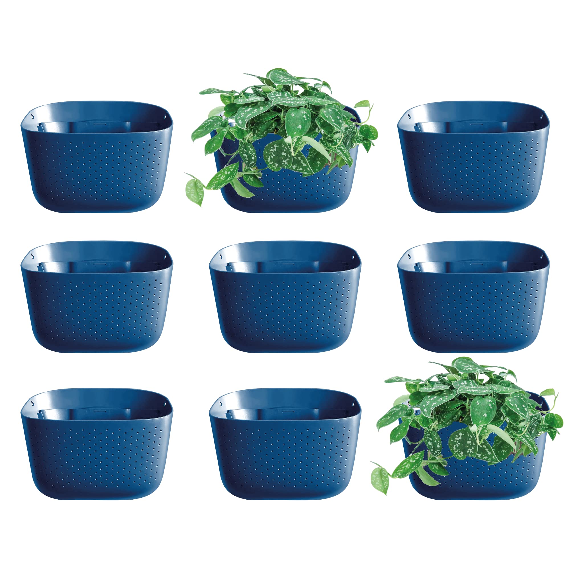 WallyGrow Eco-Friendly Vertical Wall Planter Set - Indoor/Outdoor Hanging Garden Kit for Herbs, Succulents & Flowers (9-Pack, Indigo) - Perfect for Balcony, Living Room & Office Decor