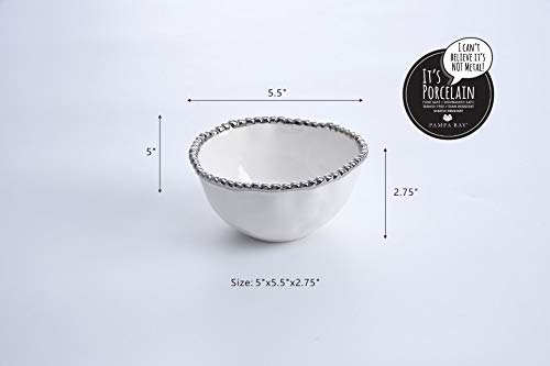 Pampa Bay Porcelain Salerno Small Bowl - Elegant 6-Inch Ceramic Dessert Bowl, Perfect for Ice Cream, Salads & Snacks | Dishwasher & Microwave Safe | Stylish Home Dining & Entertaining