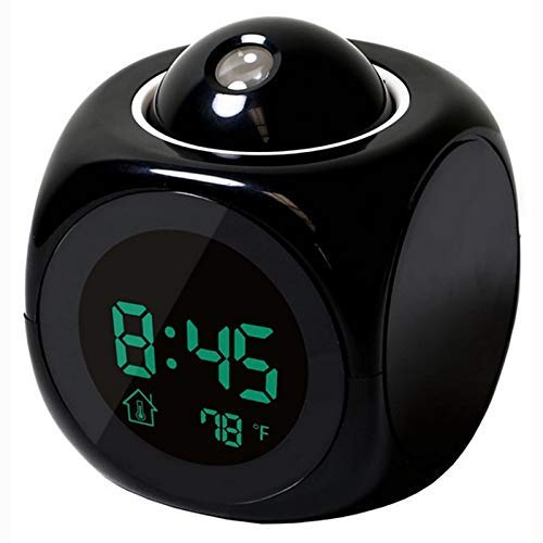 XLAHD Battery Powered Alarm Clock with Night Light, Projector Lamp & Voice Control - Digital Time & Temperature Projection on Wall/Ceiling - Perfect for Bedroom, Kids Room & Home Decor