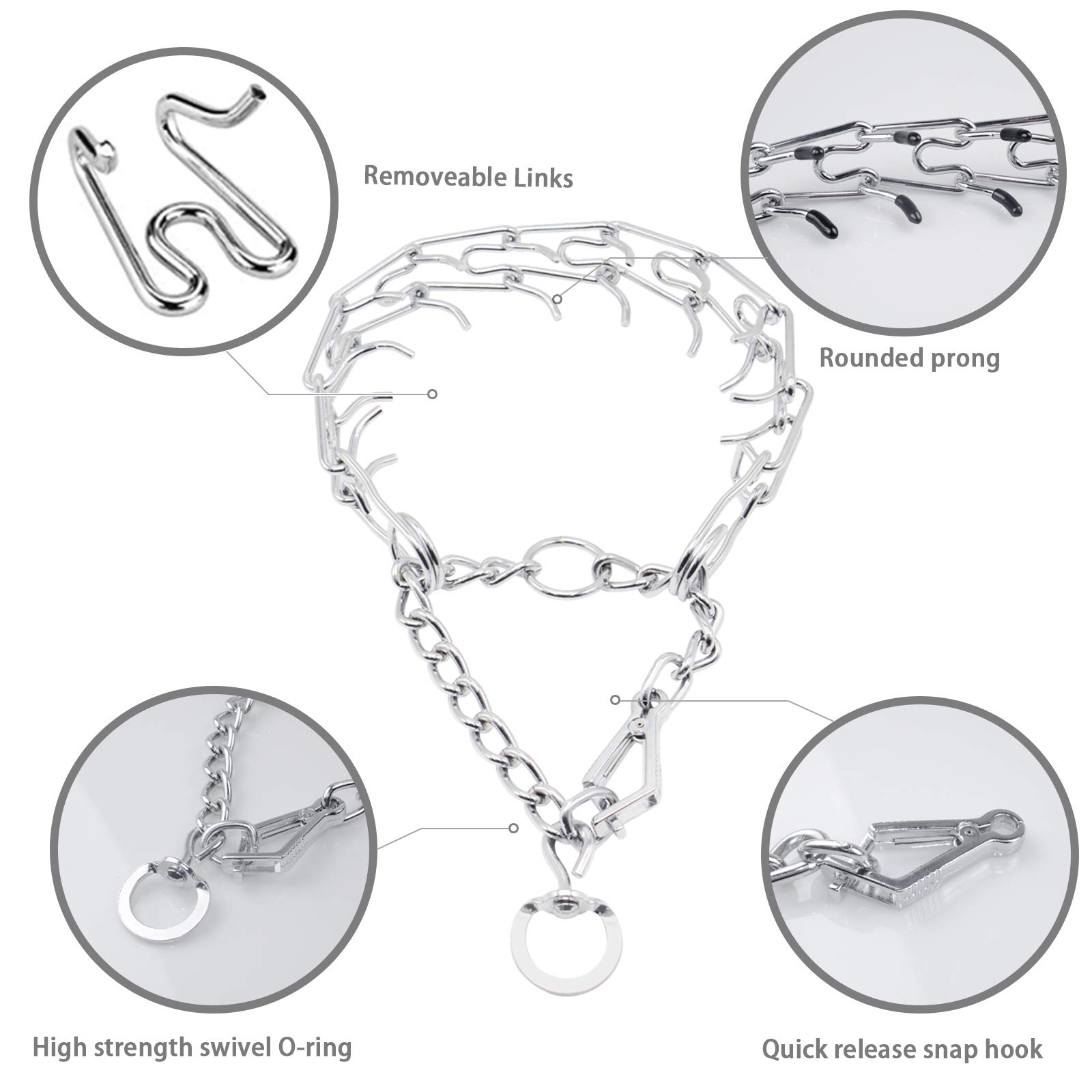 Premium Dog Prong Collar - Chrome Plated Quick-Release Training Collar for Small, Medium & Large Dogs | Adjustable Pinch Collar with Silver Plating | Perfect for Obedience Training, Behavior Correction & Daily Walks