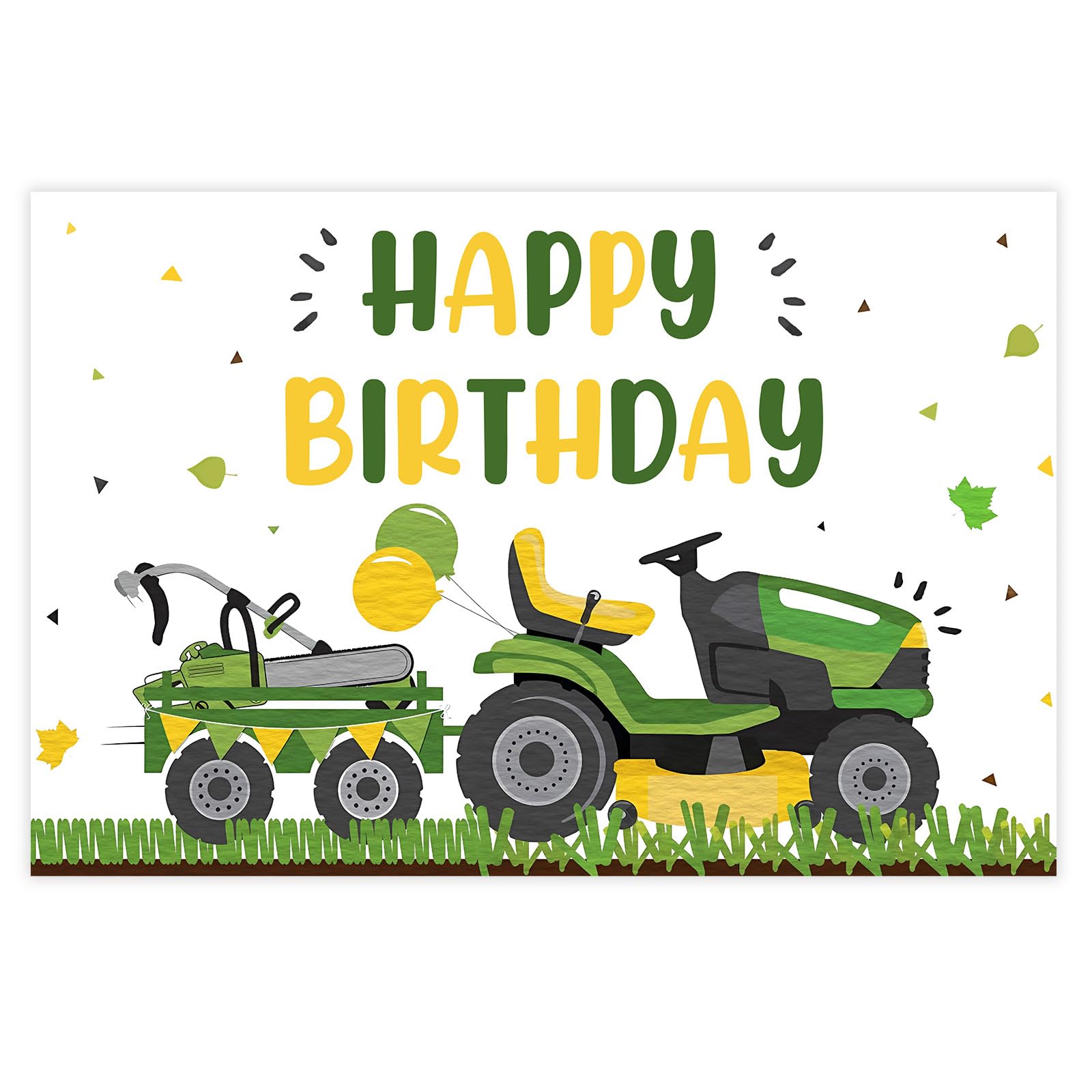 Lawn Mower Birthday Party Decorations - 5x3ft Green Grass Photography Backdrop for Farmyard & Tractor Themed Parties - Perfect for Outdoor, Barnyard, and Kids Birthday Celebrations