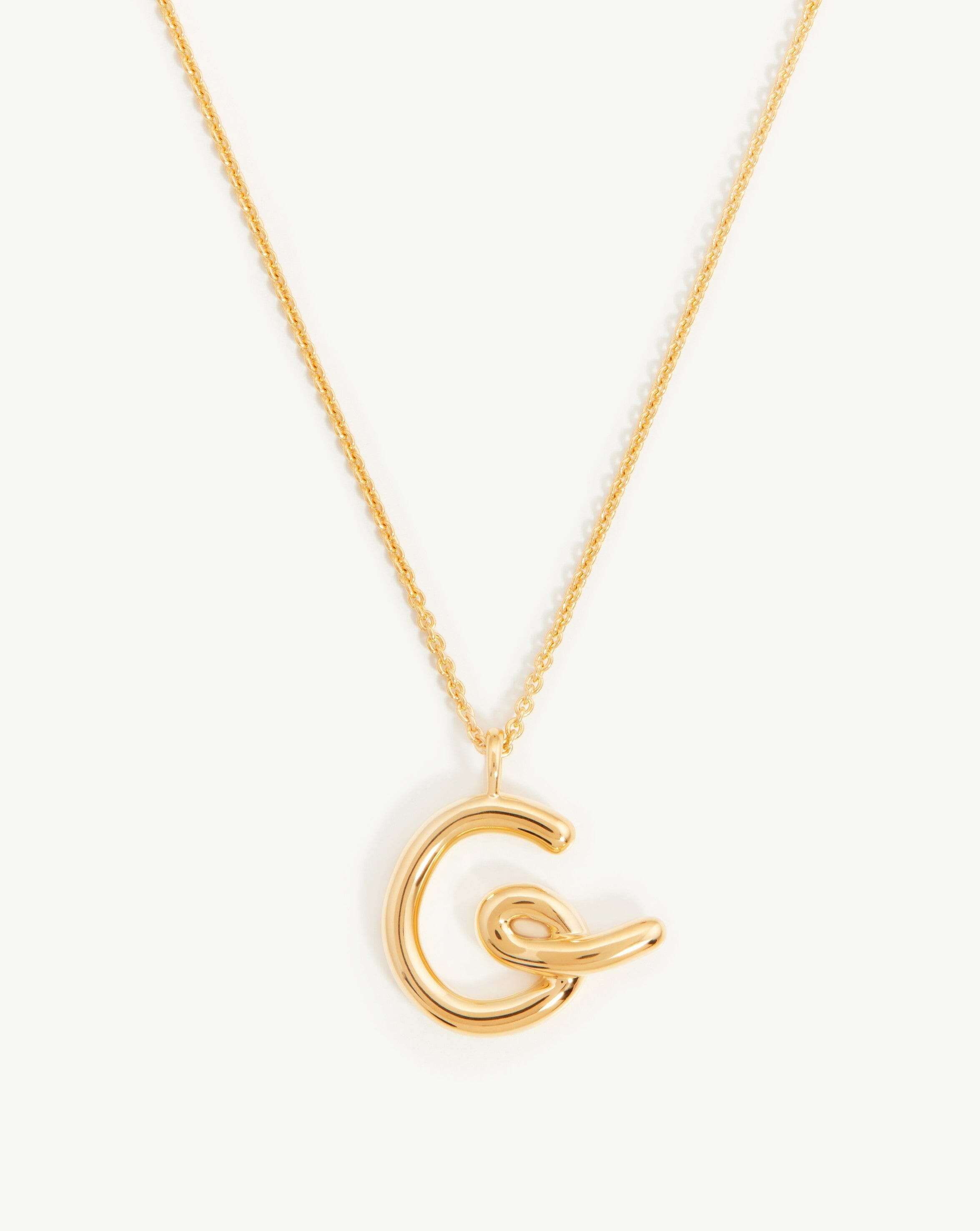Curly Molten Initial Pendant Necklace - Personalized Letter G - 18k Gold Vermeil Jewelry for Women - Perfect Gift for Birthday, Anniversary & Valentine's Day