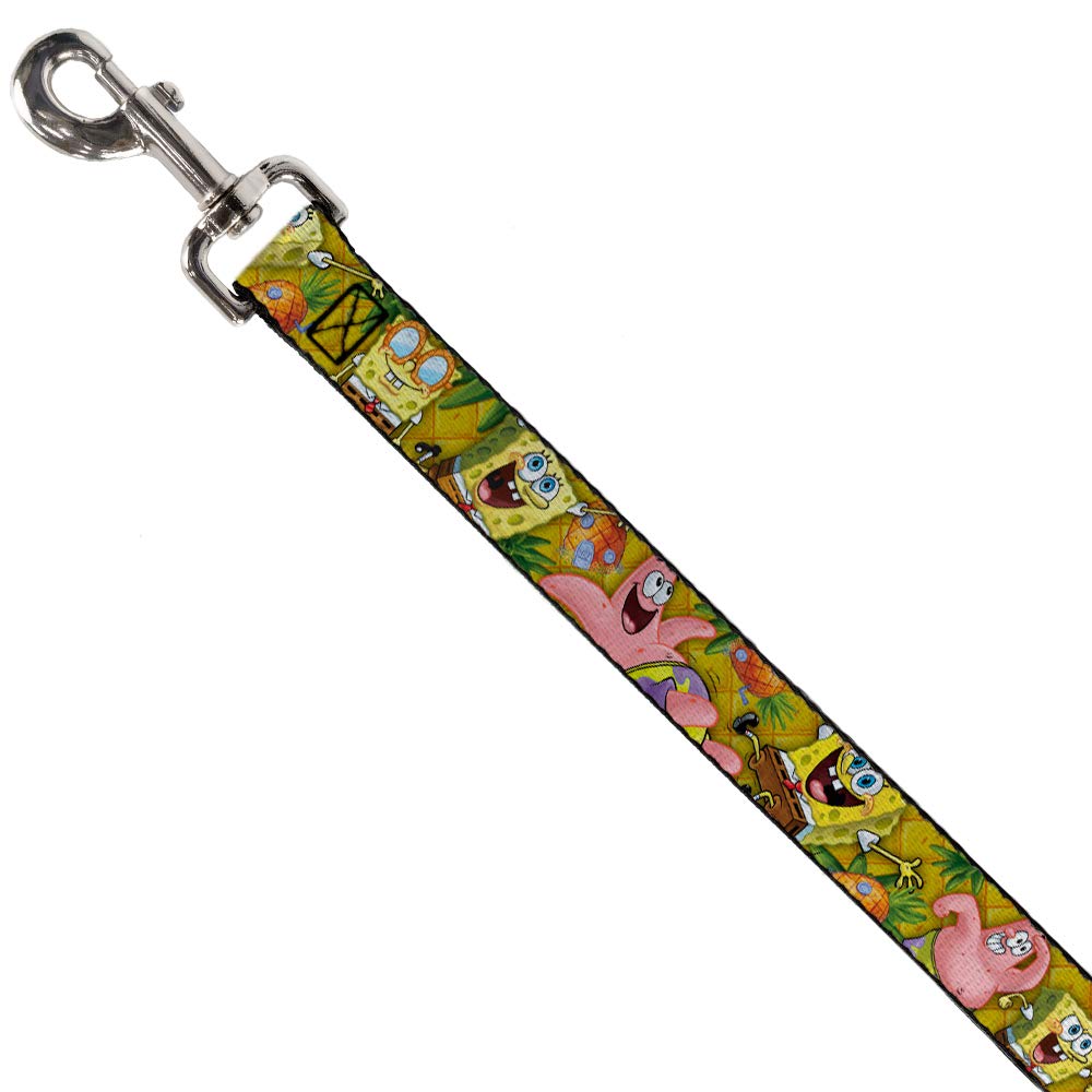 SpongeBob & Patrick Starfish Dog Leash - 4 Feet Long, 1 Inch Wide, Pineapple & Gold Design - Perfect for Cartoon Fans & Beach Walks