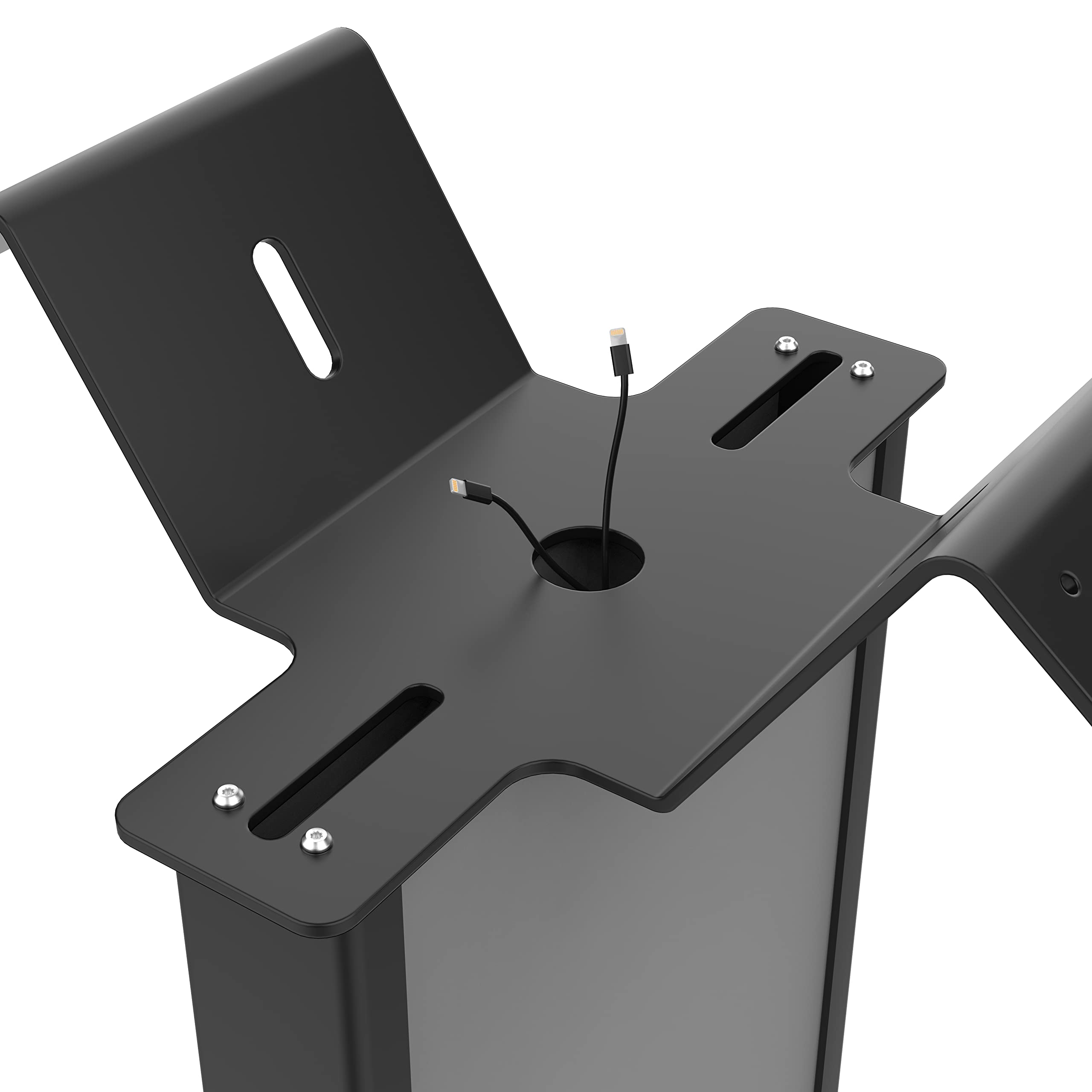 Heavy-Duty Dual Floor Stand Kiosk - VESA Compatible Adjustable Monitor Stand with Cable Management System, Scratch-Resistant Base & Support Brackets - Silver (ADD-PARAFSV2) - Perfect for Retail Displays, Digital Signage & Interactive Kiosks