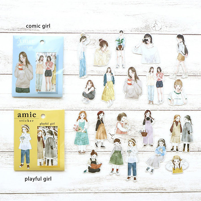 Amie Comic Girl Flake Sticker - Cute Anime Vinyl Decals for Laptops, Phones, Water Bottles & DIY Crafts - Perfect for Kawaii Aesthetic & Scrapbooking