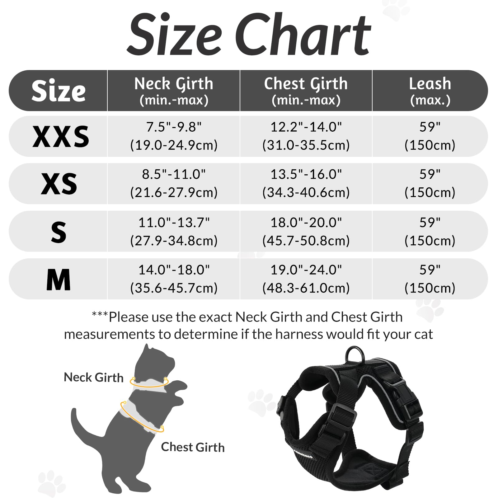 Rabbitgoo Cat Bed Dark Grey 20 Inch & Cat Harness Leash Set Black XS - Cozy Pet Bed & Secure Outdoor Walking for Small Cats