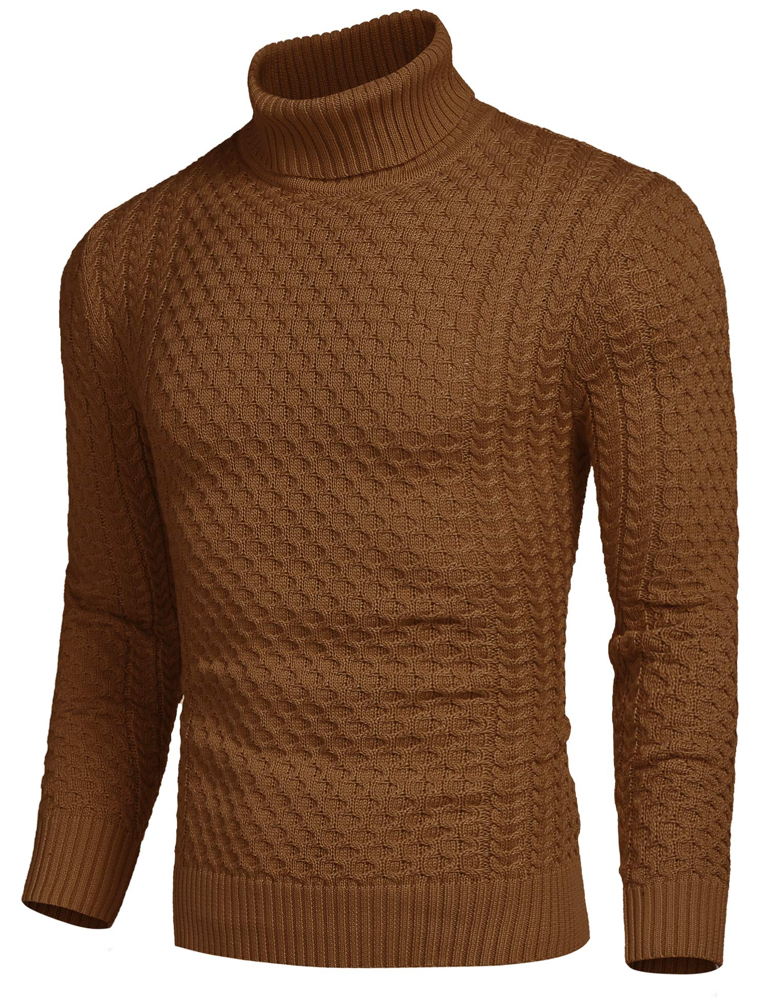 COOFANDY Men's Slim Fit Turtleneck Sweater - Casual Knit Pullover for Winter, Fall & Spring | Warm Comfortable Solid Color Sweater for Office, Date Night & Everyday Wear