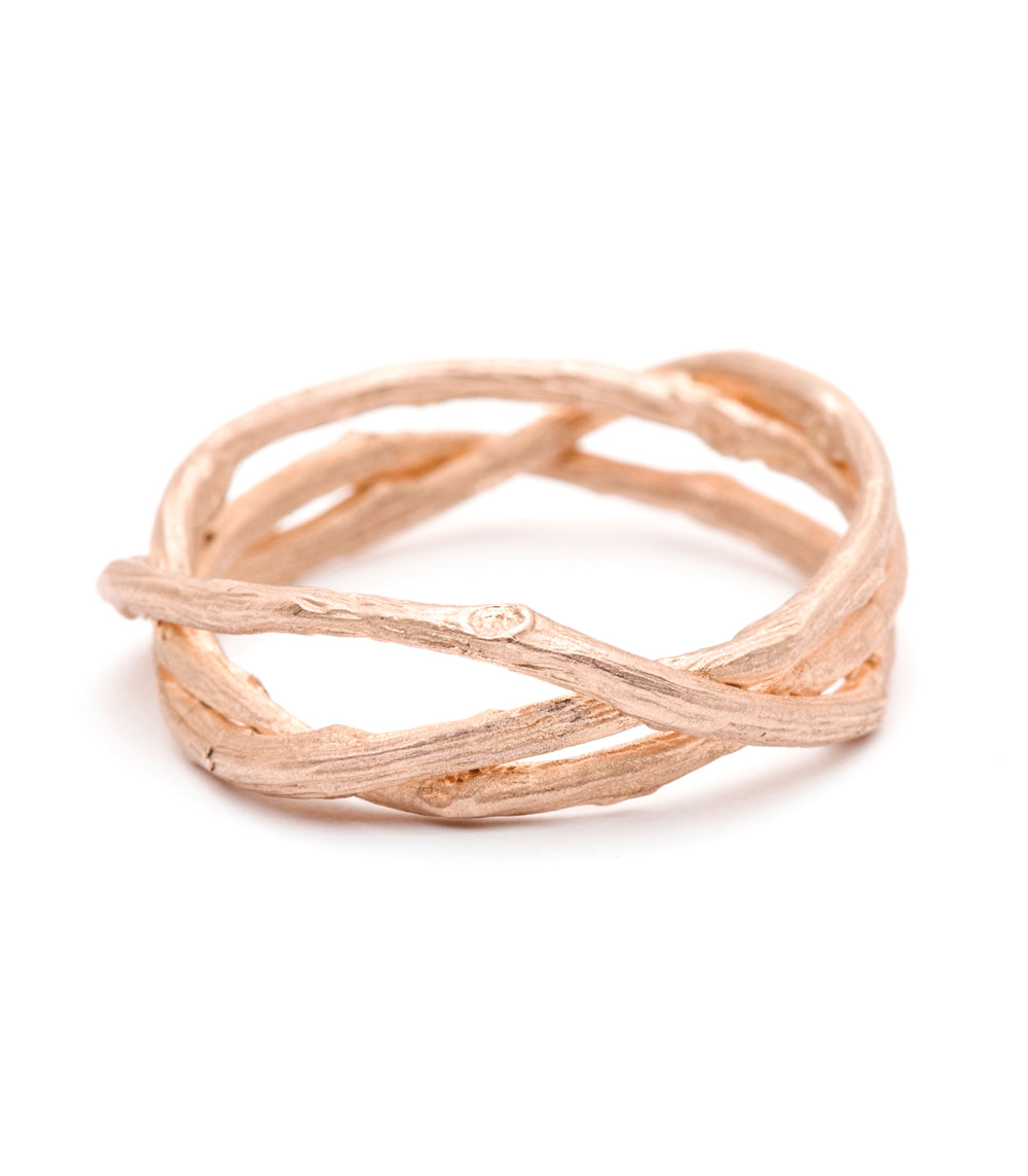 14K Gold Woven Branches Men's Wedding Band - Elegant & Durable Ring for Engagement, Anniversary & Special Occasions