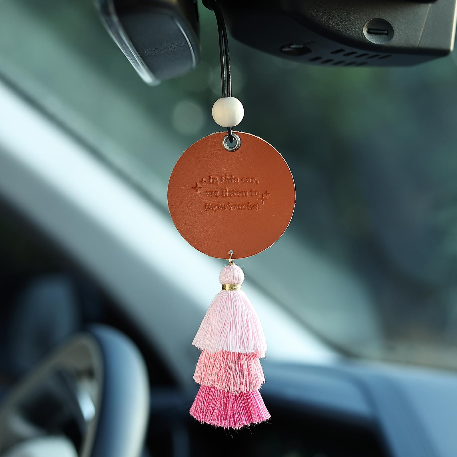 Car Hanging Ornament for Rearview Mirror - Pink Crystal Charm Decor | Fan Gift Merch | Perfect for Road Trips, Getaway Adventures & Daily Commutes
