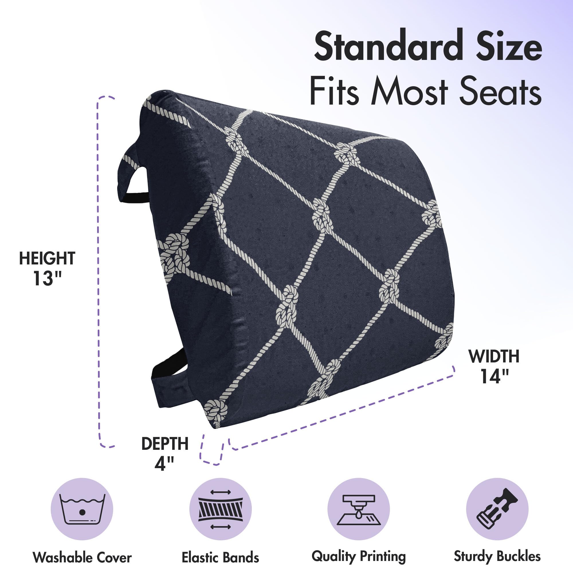 Ambesonne Marine Lumbar Support Pillow - Navy Blue Nautical Yacht Design, High Density Foam for Office Chair & Car Seat - 14