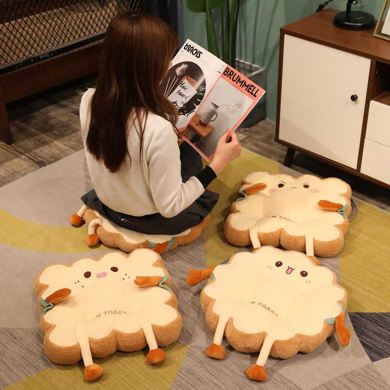 Simulated Bread Toast Chair Cushion - Soft Memory Foam Seat Pillow for Home & Office - Comfortable Food-Shaped Cushion for Sofa, Car, Gaming Chair