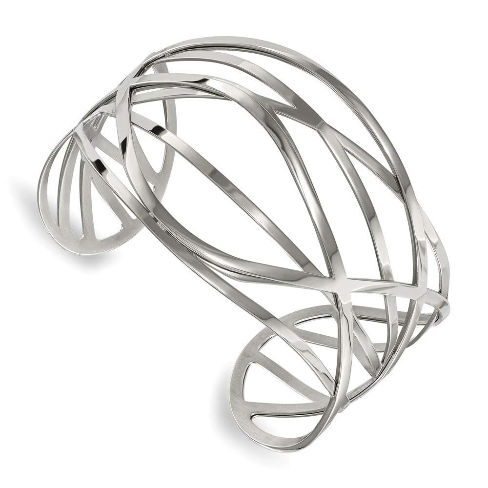 43mm Stainless Steel Polished Cuff Stackable Bangle Bracelet for Women - Elegant Jewelry Gift for Her - Perfect for Everyday Wear, Parties & Special Occasions