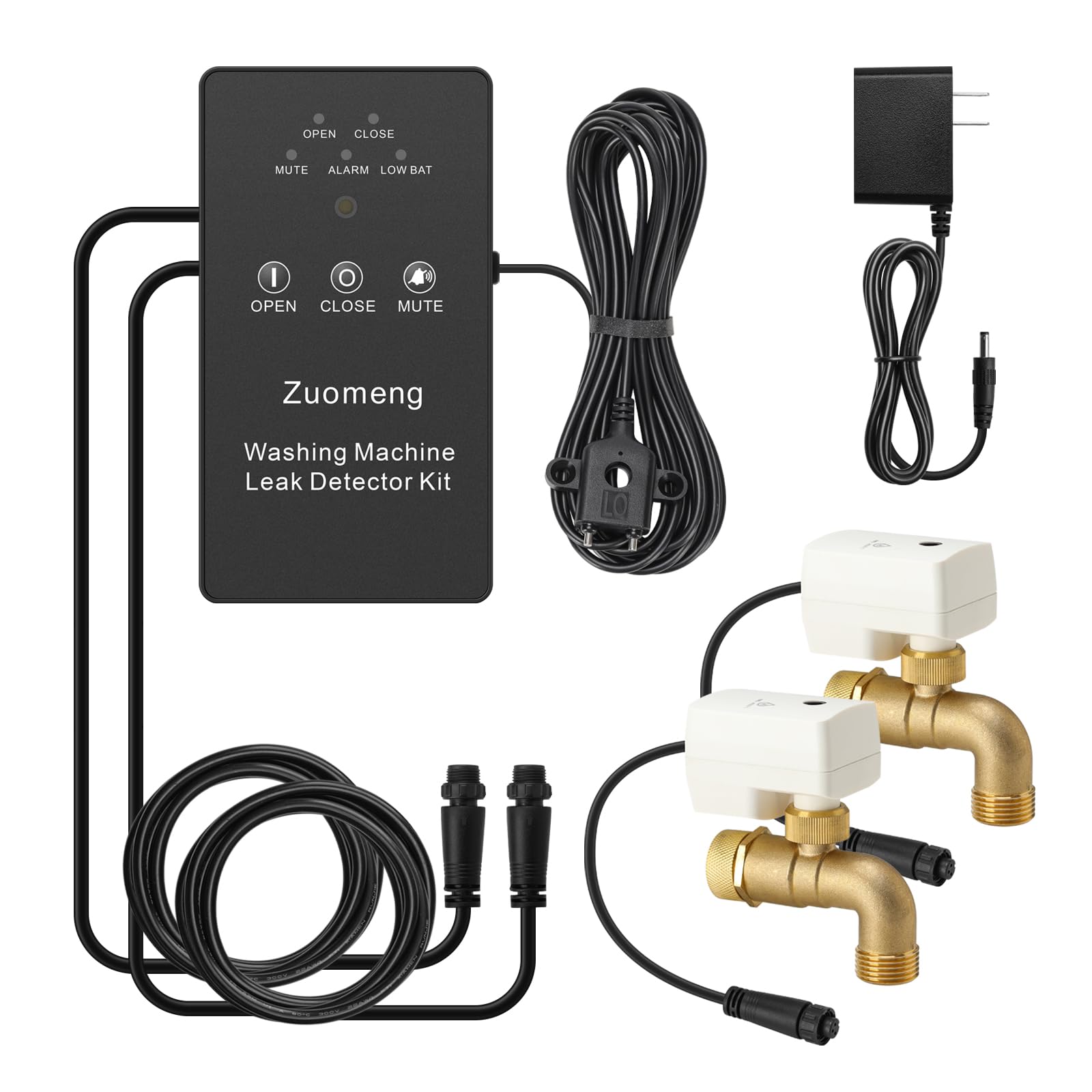 Smart Water Leak Detector for Washing Machine - Dual Power Supply, High Precision Sensor, Auto Shut-Off Valves (3/4