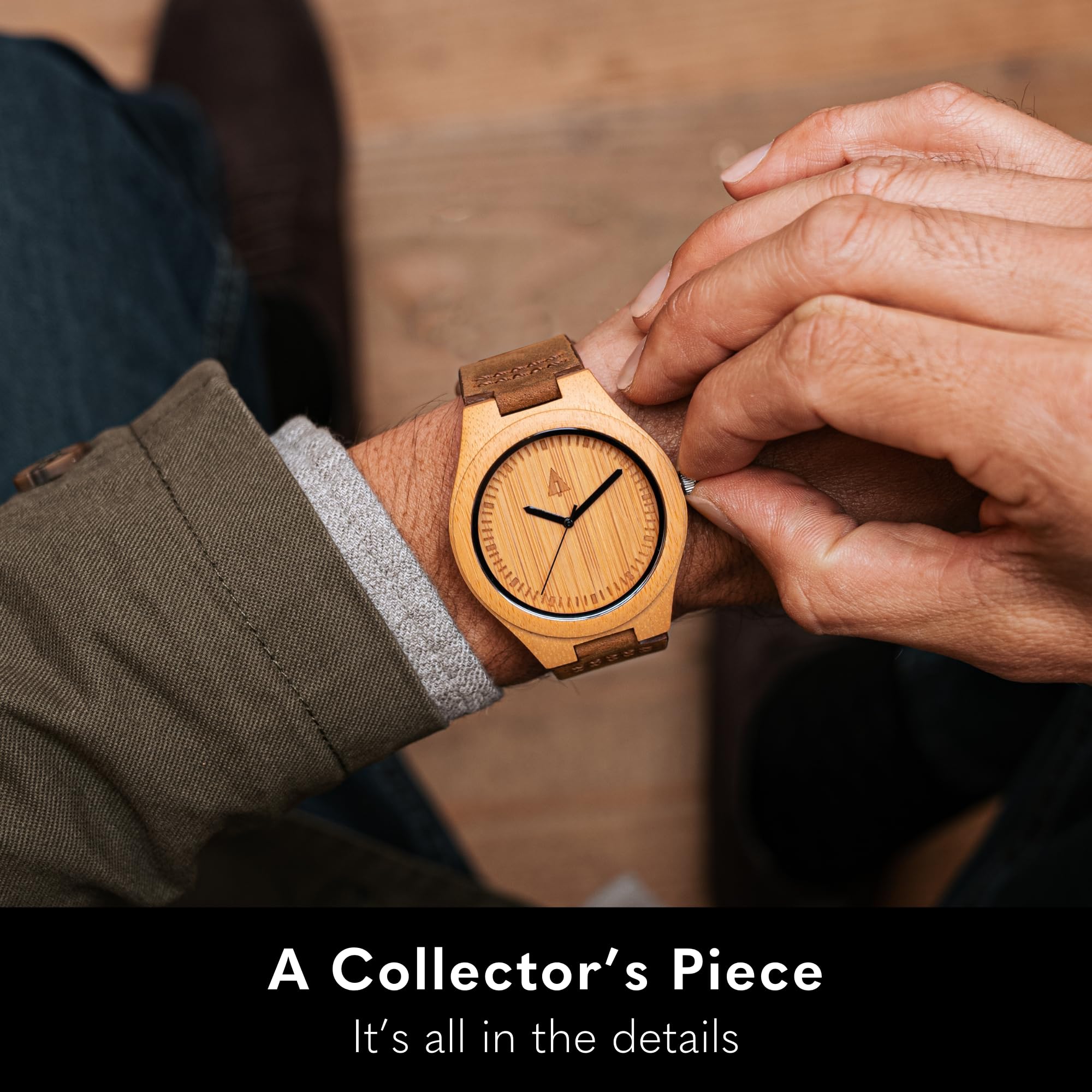 Wooden Watches for Men - Japanese Quartz Movement, Leather Straps - Stylish Wooden Wristwatch for Outdoor & Office Wear