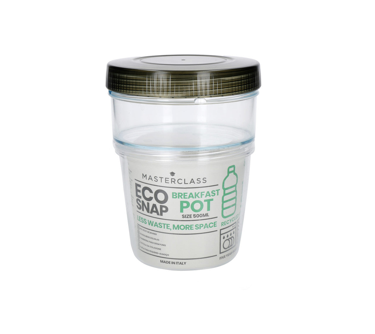 MasterClass Eco Snap Yoghurt and Granola Breakfast Pot - 500ml Reusable BPA-Free Food Storage Container | Perfect for Meal Prep, Office Lunch & Healthy Snacks