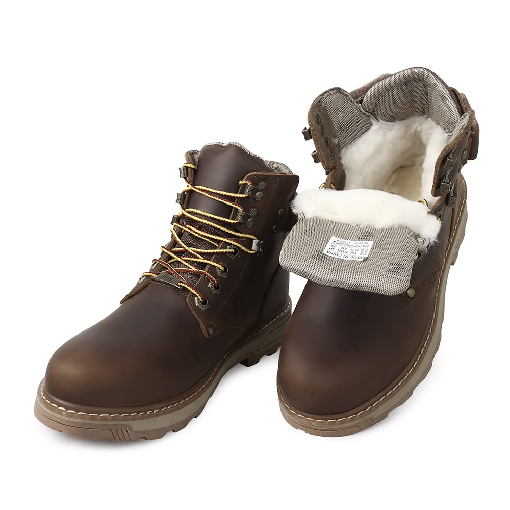 Men's Hiking Boots - Waterproof Anti-Slip Ankle Boots with Warm Wool Lining for Outdoor Trekking, Camping & Winter Work | Durable Fashion Footwear for Hiking, Hunting & Construction