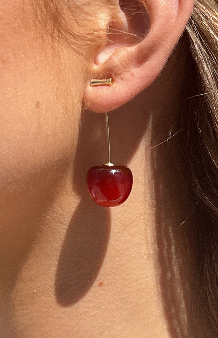 Azure Red Cherry Earrings for Women - Elegant Dangle Drop Jewelry for Parties, Weddings & Everyday Wear