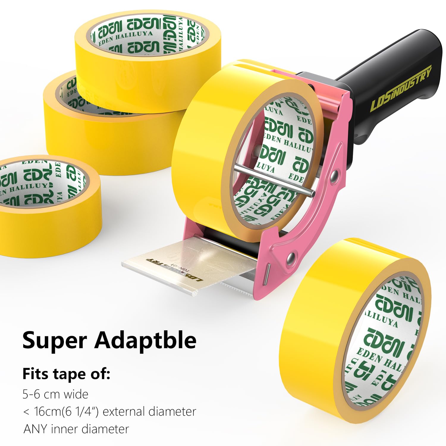 Heavy Duty 2 Inch (50mm) Packing Tape Dispenser Gun with Tape & Extra Blade - Lightweight Ergonomic Design for Carton, Box Sealing & Packaging - Industrial Handheld Tape Cutter (Pink) - Perfect for Warehouse, Shipping & Moving Supplies
