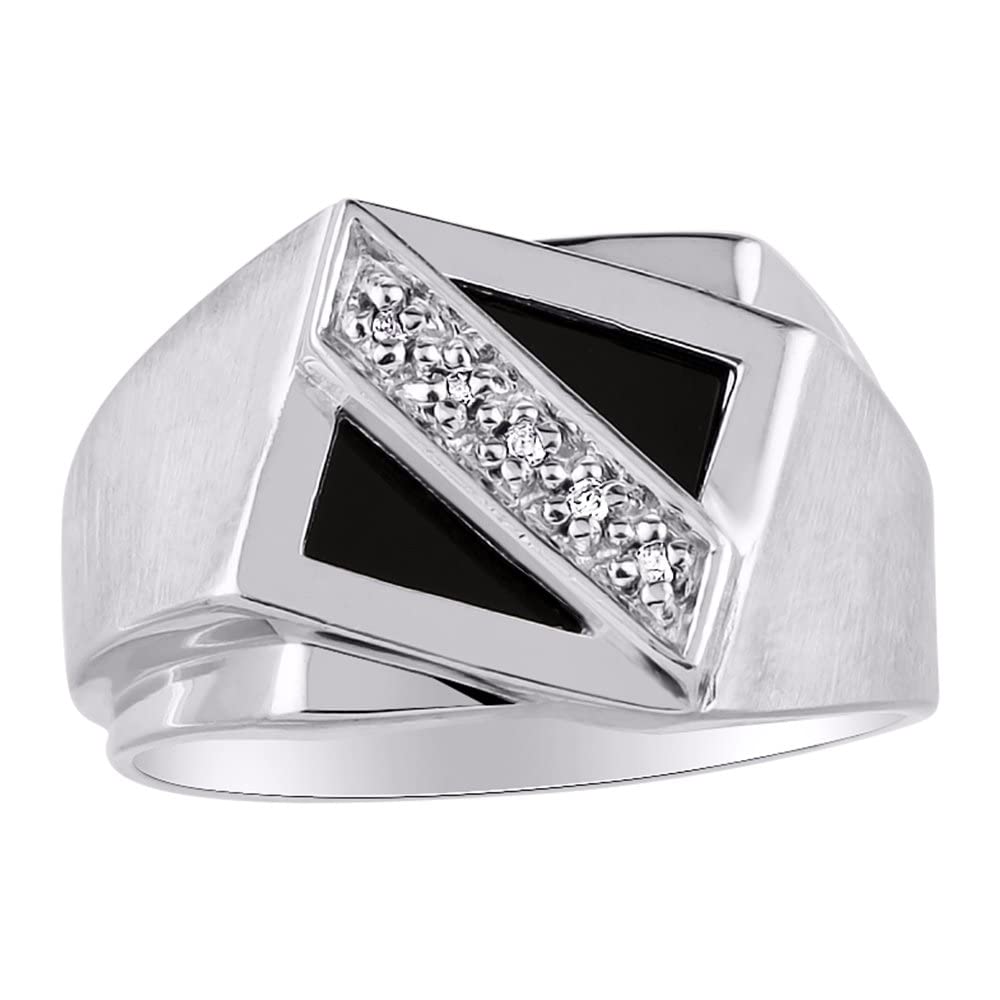 14K Yellow Gold Men's Diamond & Onyx Ring - Stylish Gemstone Jewelry for Men, Perfect for Weddings, Parties, and Special Occasions