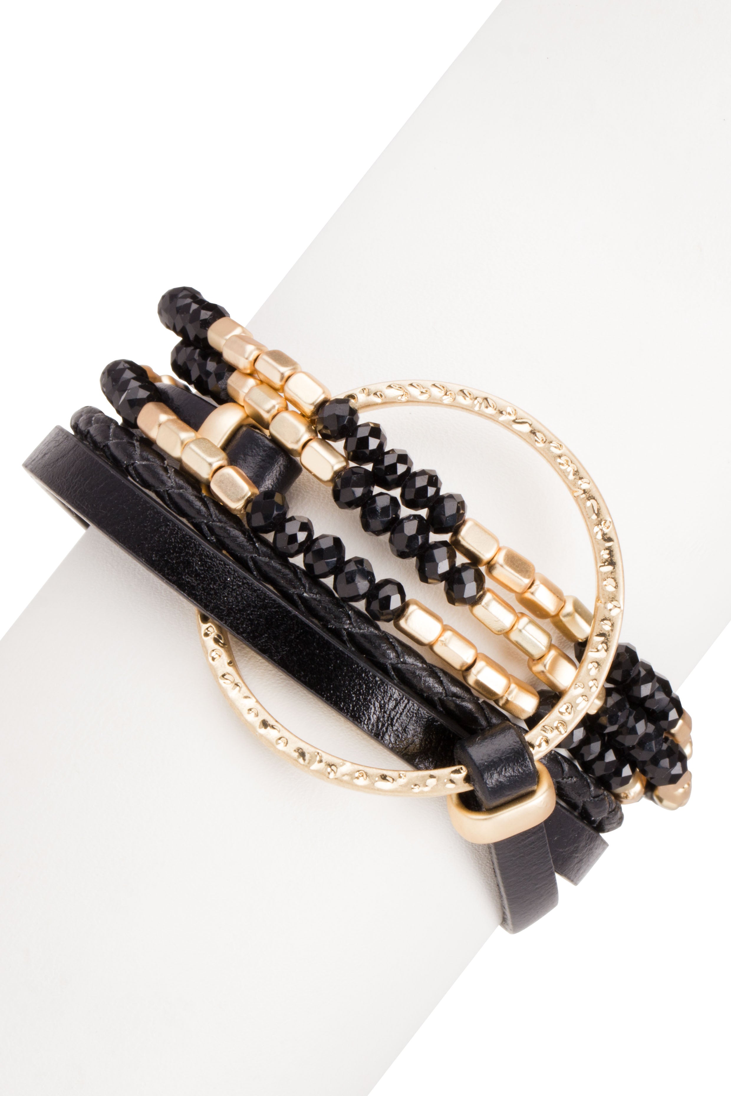 Elegant Leather Beaded Crystal Circle Bracelet for Women - Boho Chic Jewelry for Parties, Weddings & Everyday Wear