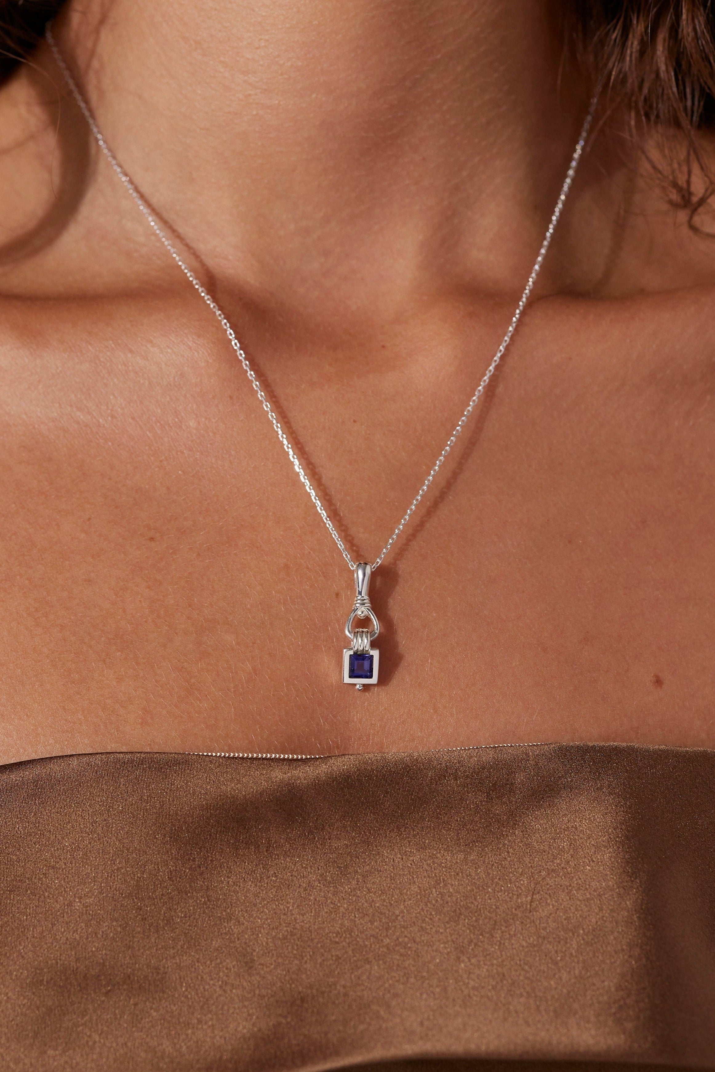 Freya Iolite Silver Necklace for Women - Elegant Sterling Silver Jewelry with Natural Iolite Gemstone - Perfect for Gifts, Parties & Everyday Wear