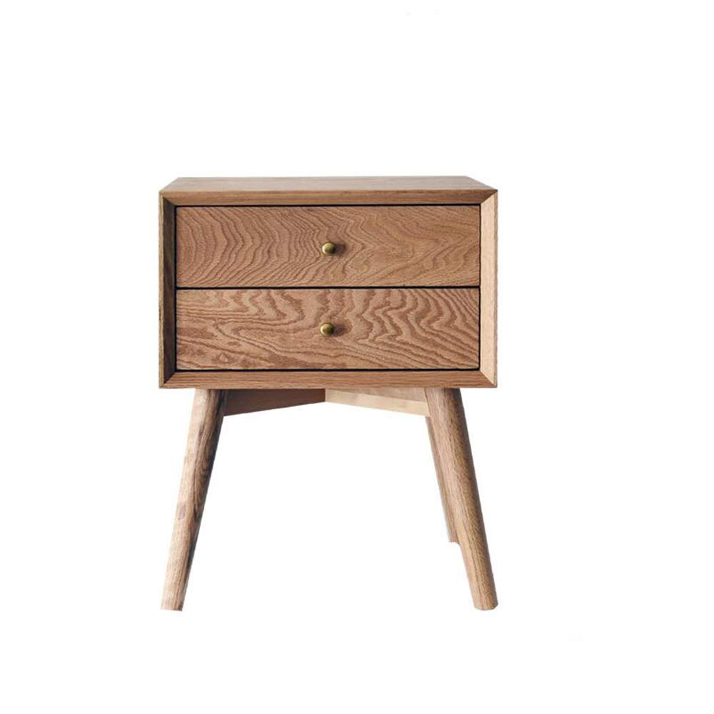 Mid-Century Modern Side Table with 2 Drawers - Wood Nightstand in White & Wood Color - 17.7x13.7x23.6 Inches - Perfect for Bedroom, Living Room & Office Décor