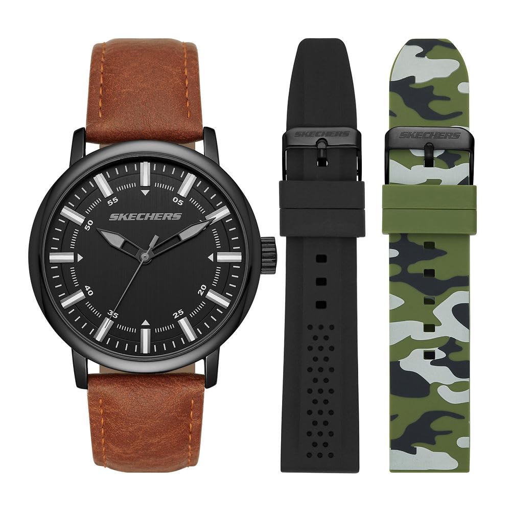 Skechers Men's Watch with Stackable Bracelet & Interchangeable Bands - Stylish Gift Set for Casual Wear, Work & Everyday Fashion Accessories