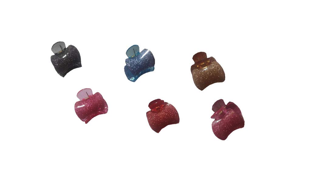 Shiny Plastic Hair Claw Clip - Non-Slip Hair Clips for Women & Girls | Medium Size, Multicolor (6-Pack) - Perfect for Ponytails, Buns & Everyday Hairstyles
