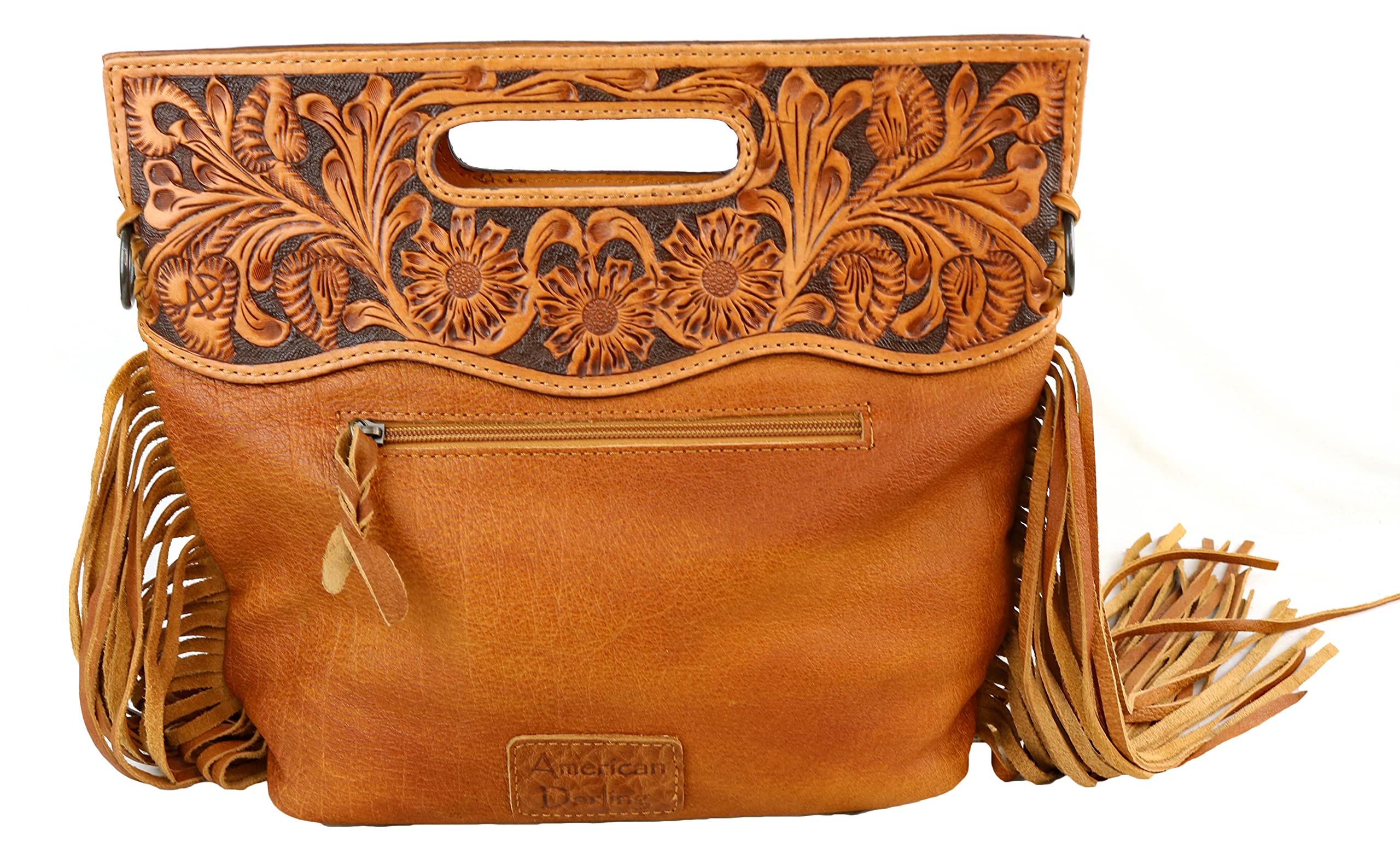 American Darling Genuine Leather Fringe Crossbody Purse for Women - Boho Chic Handbag for Casual Outings, Music Festivals & Everyday Use