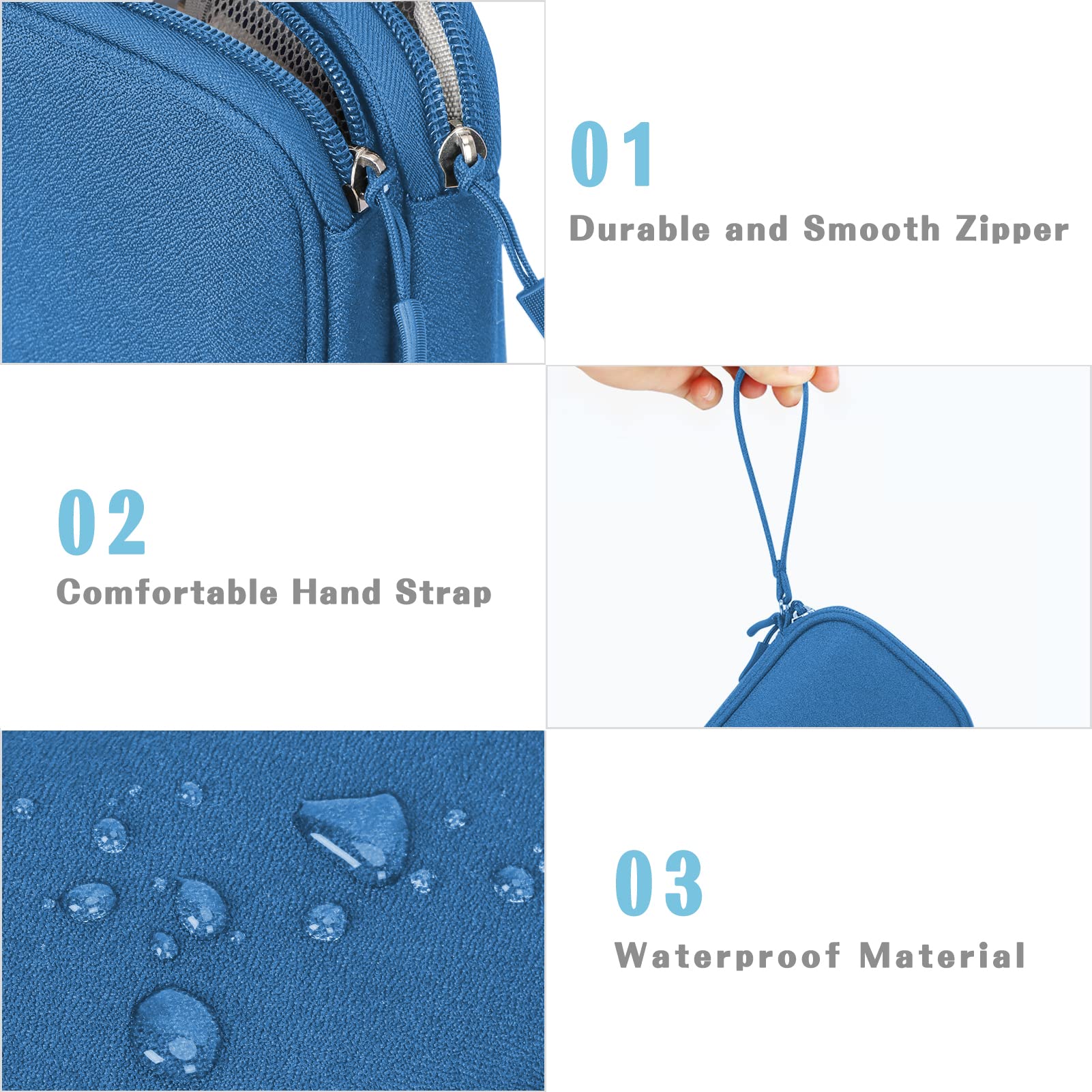 FYY Electronic Organizer Travel Bag - Waterproof Double Layer Storage Pouch for Cables, Chargers, Phones & Earphones (Cyan) - Perfect for Travel, Office & Daily Organization