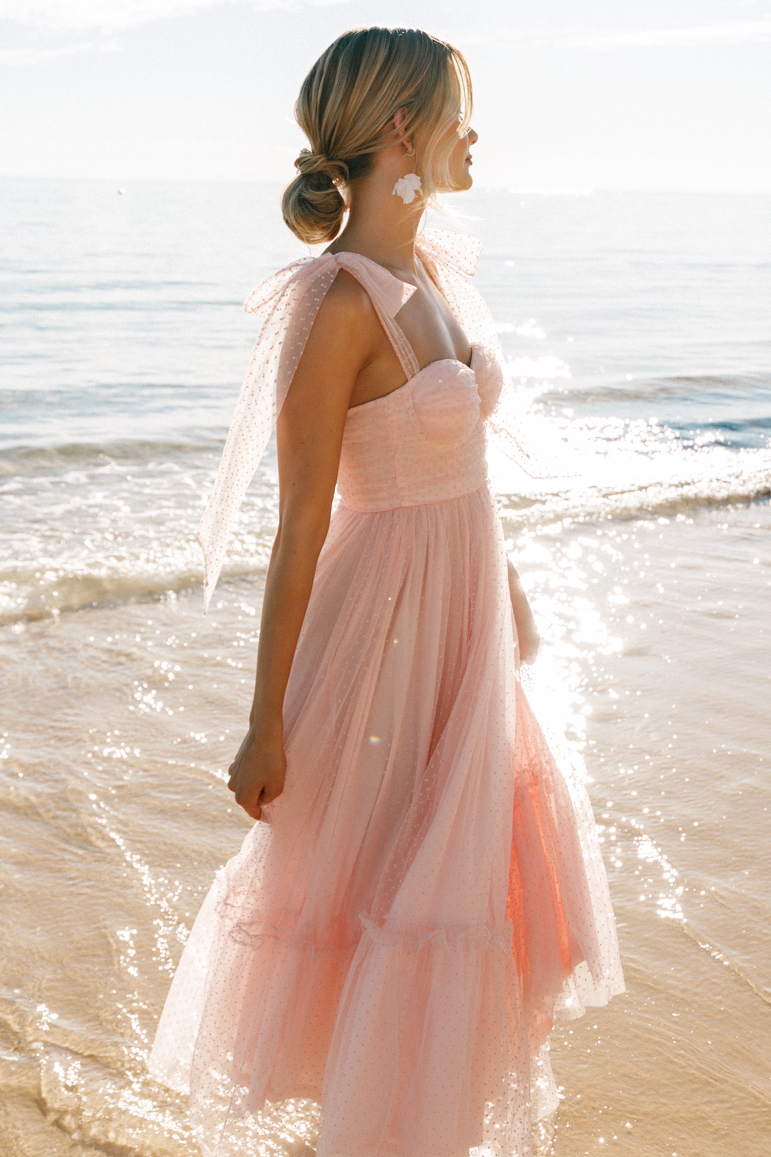 Floret Midi Dress in Petal Pink | Flowy Summer Dress for Women | Perfect for Beach Vacations, Date Nights & Garden Parties