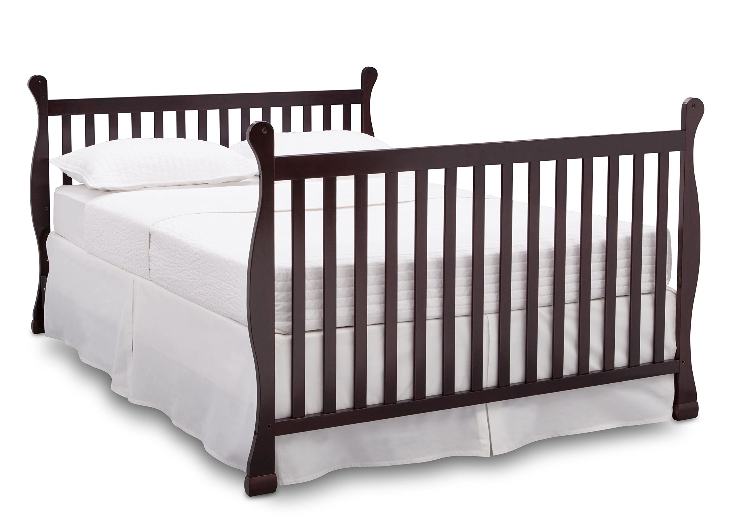 Delta Children's Riverside Crib Full Size Conversion Kit with Bed Rails - Dark Chocolate #0050 (207) | Safe Toddler to Twin Bed Transition for Nursery & Kids Room