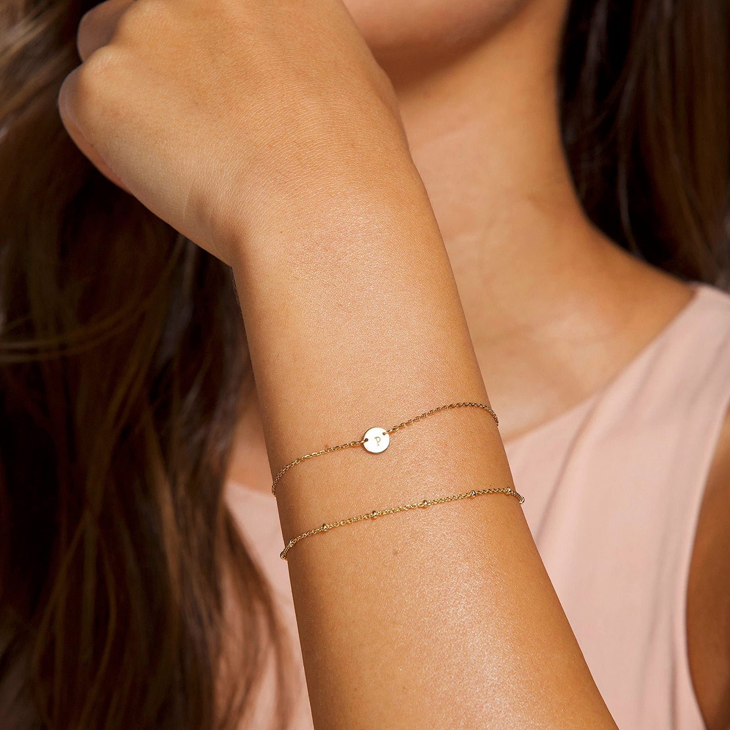 JoycuFF Couples Matching Bracelets with A-Z Initial Charm - Valentine's Day, Birthday Gifts for Women, Men, Girlfriend, Boyfriend, Wife, Best Friend - Perfect for Anniversaries, Weddings & Romantic Dates