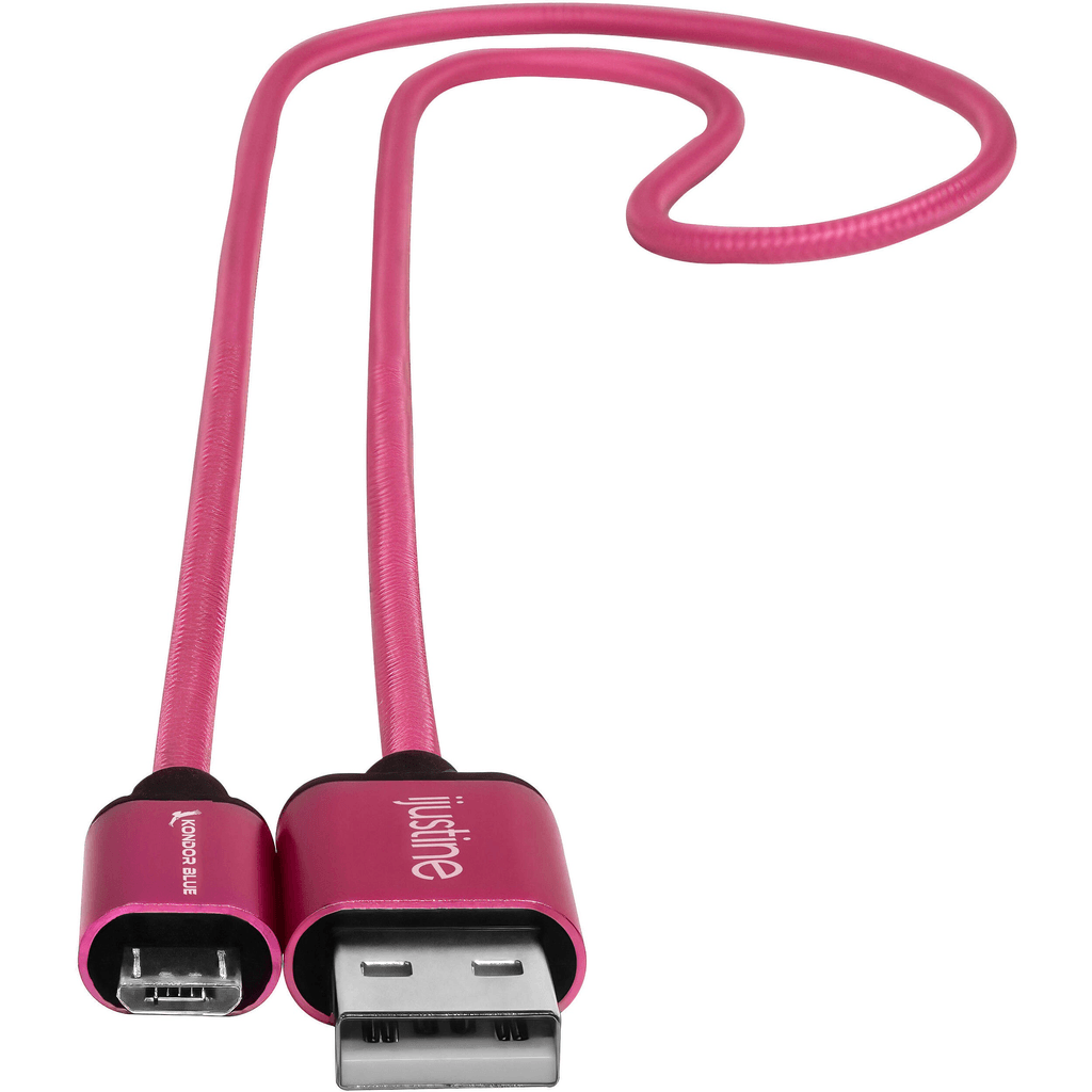 Kondor Blue iJustine Micro USB to USB A 10ft Charging & Sync Cable (Pink) - Fast Charging for Smartphones, Tablets & More | Perfect for Home, Office & Travel