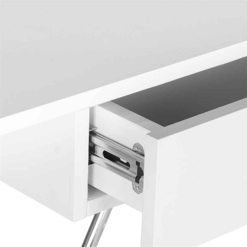 Safavieh Malloy Mid-Century Modern White & Chrome Writing Desk - Stylish Home Office Furniture for Work & Study
