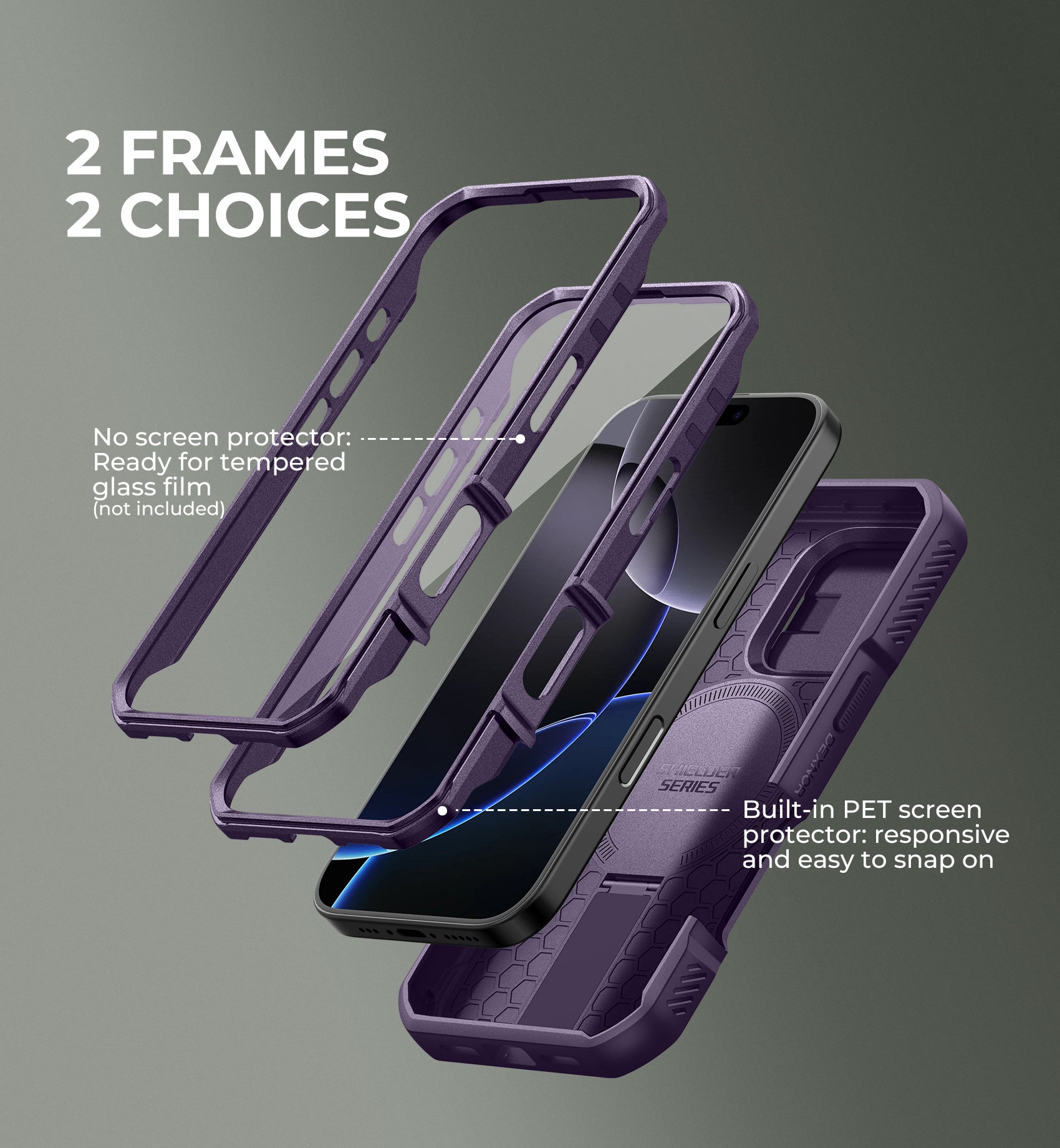 Dexnor Purple Shockproof Case for iPhone 16 Pro with Slide Camera Cover, MagSafe Compatible, Heavy Duty Protection, Built-in Screen Protector & Adjustable Kickstand - Perfect for Outdoor Activities, Travel, and Daily Use