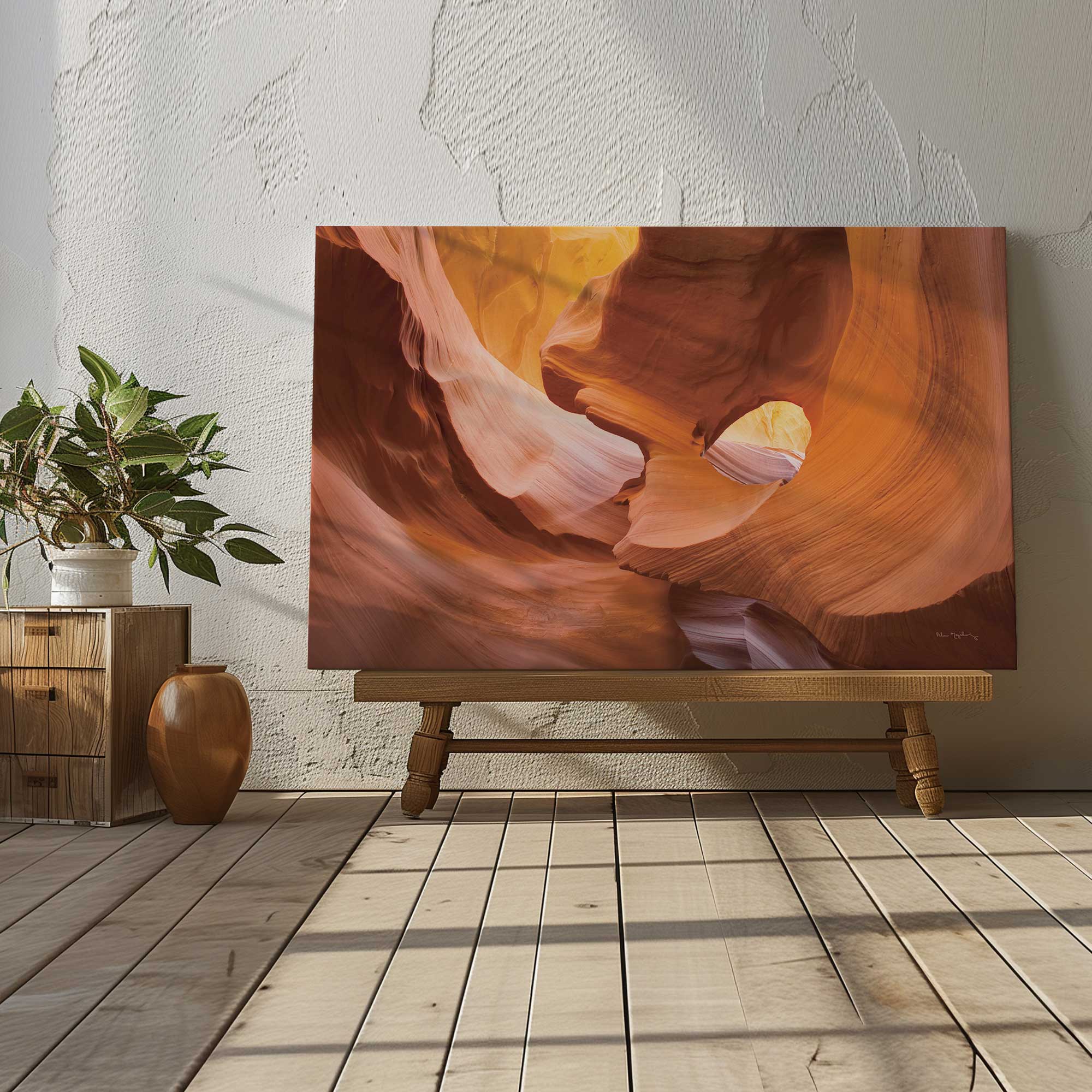 Sandstone Light Print Canvas Wall Art - Handmade Landscape Painting for Living Room, Bedroom & Office Decor