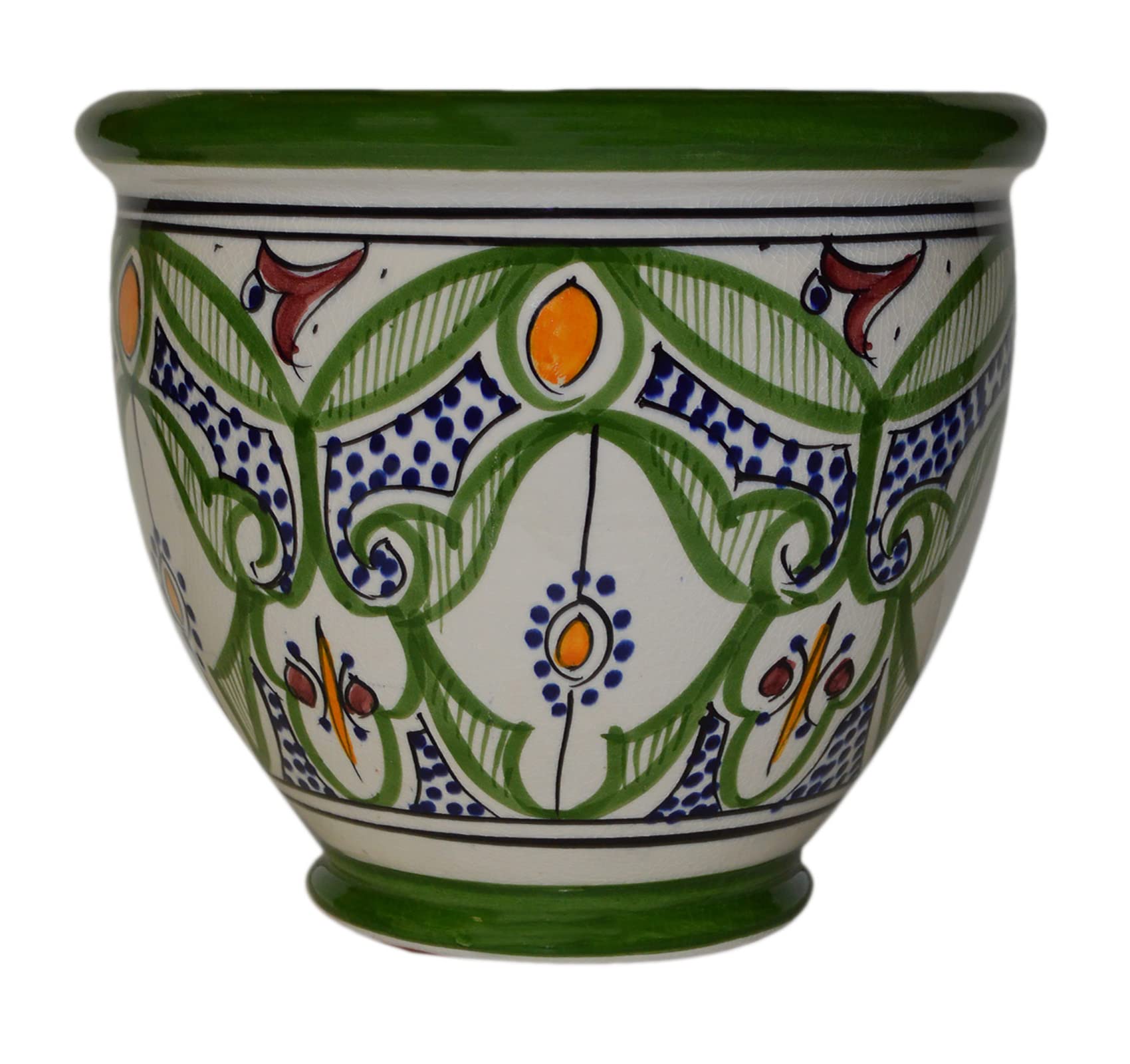 Handmade Multicolor Moroccan Spanish Ceramic Flower Pot with Drain Hole - Perfect for Indoor Plants, Outdoor Garden Decor, and Boho Home Décor