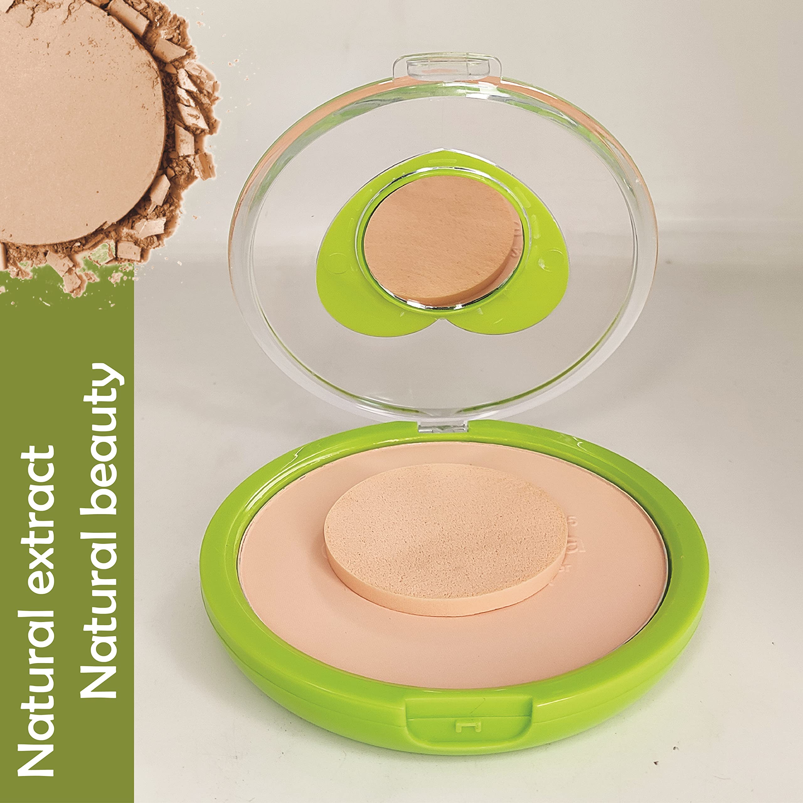 Kiss Beauty Green Tea Matte Compact Powder 2-in-1 - Beige Shade for Dry & Oily Skin, Fair Complexion | Oil Control & Natural Finish for Daily Makeup & Touch-Ups