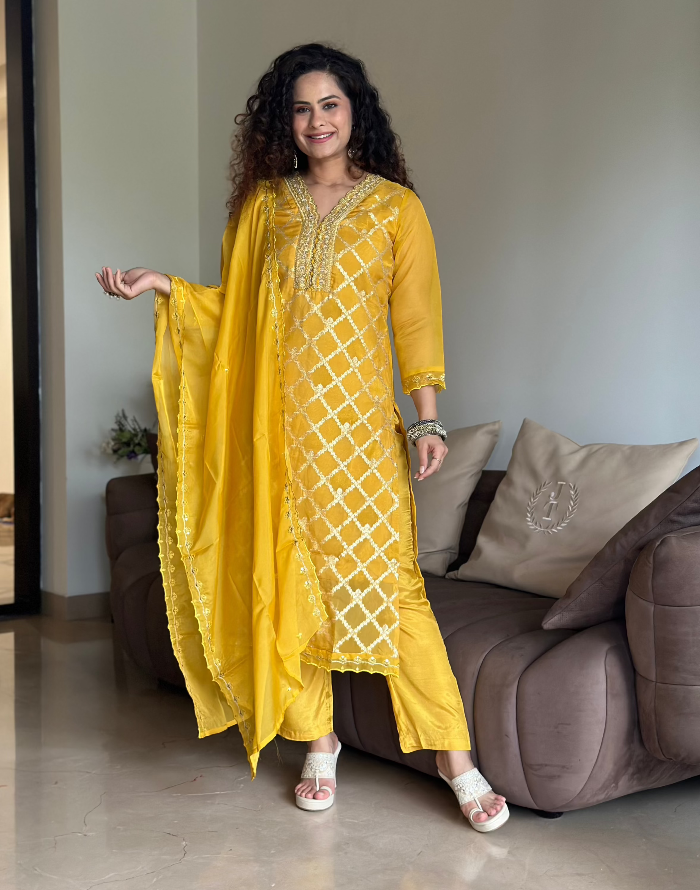 Stylish Bright Yellow Kurta Suit Set for Women | Traditional Indian Ethnic Outfit | Perfect for Festivals, Weddings & Special Occasions