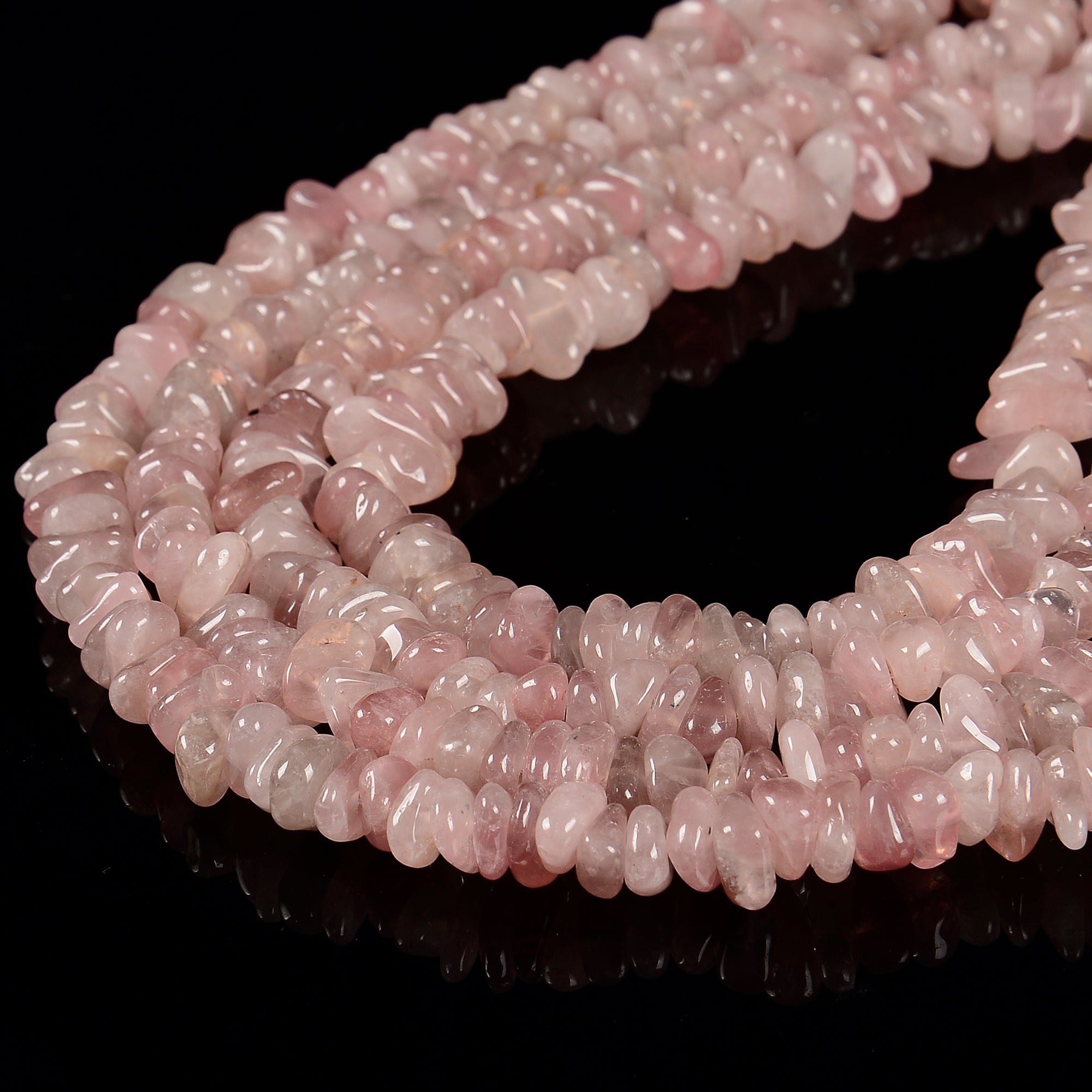Natural Madagascar Rose Quartz Irregular Pebble Nugget Beads - 8-10mm Size, 15.5